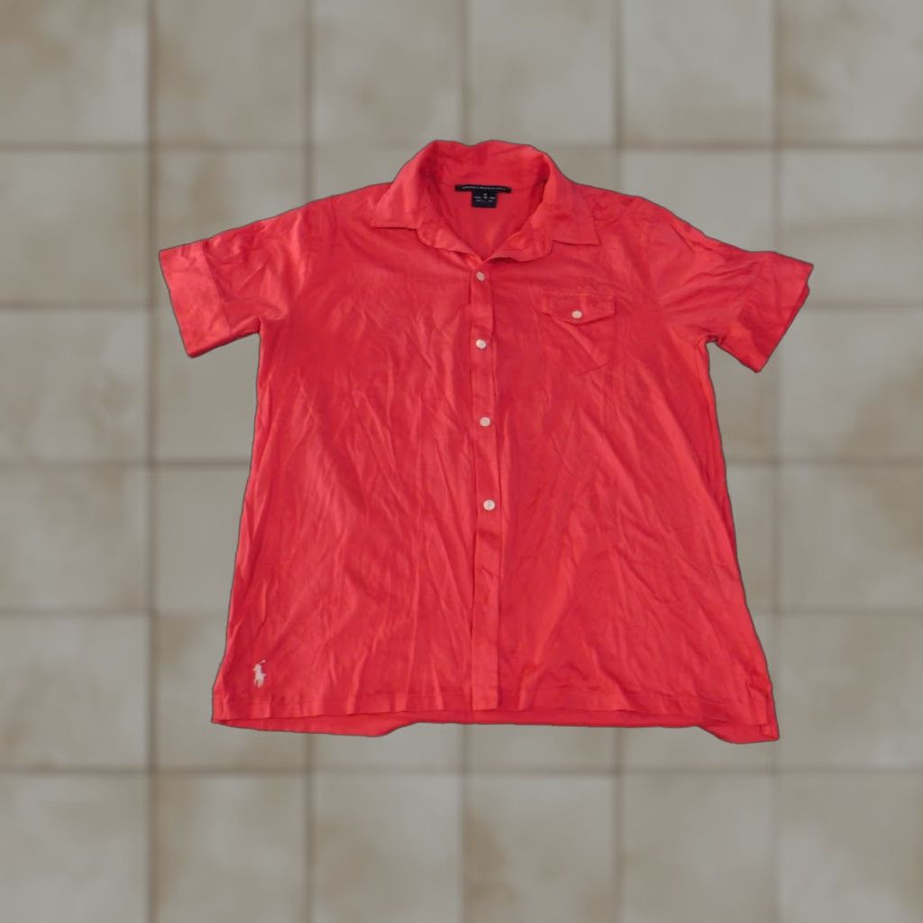 Ralph Lauren Ralph Lauren Golf Shirt Mens M Red Short Sleeve Button Front Pocket Cotton Size US M / EU 48-50 / 2 - 1 Thumbnail