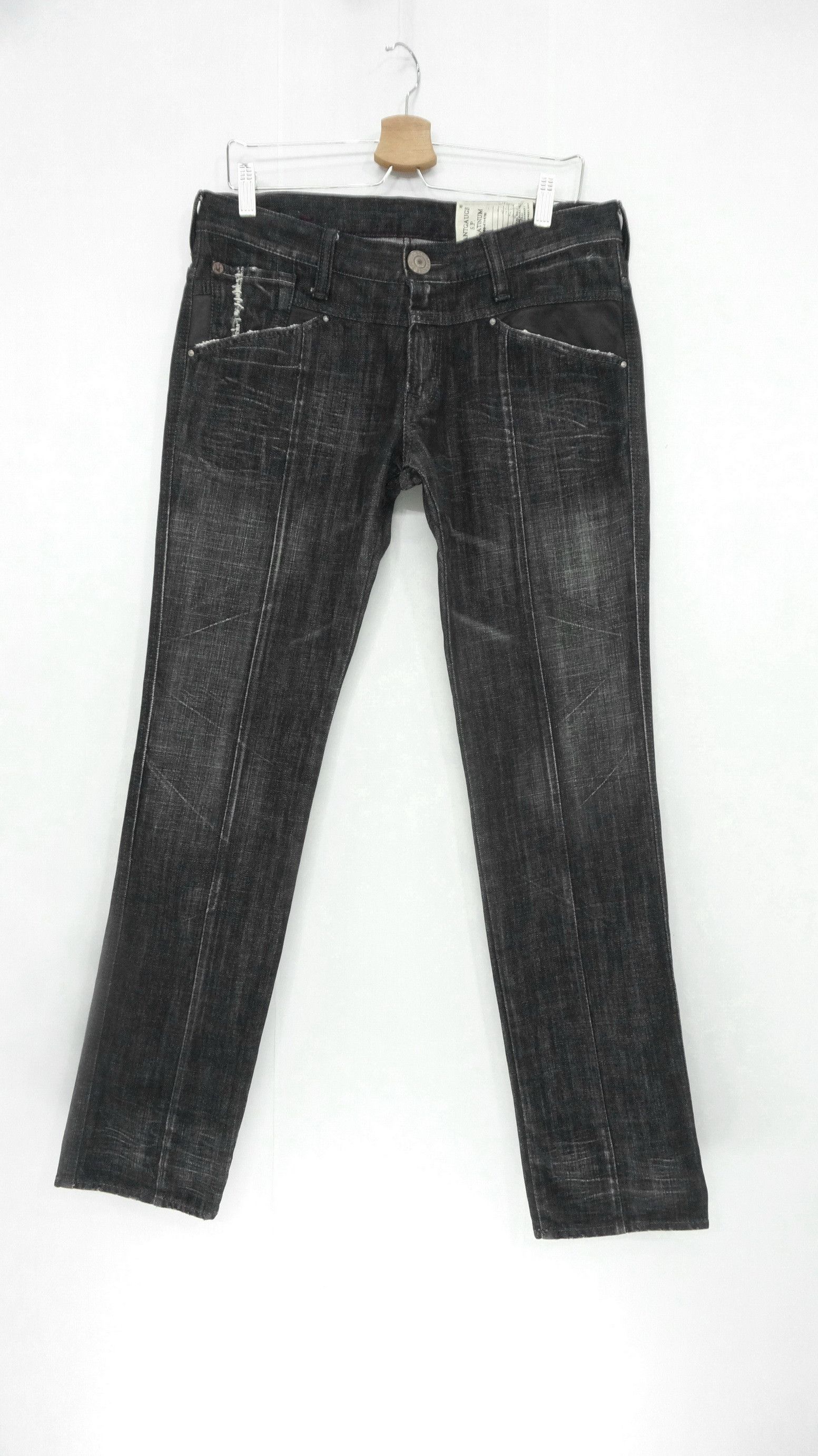 Japanese Brand ANTGAUGE Patchwork Sashiko Lowrise Black Jeans Size US 33 - 2 Thumbnail