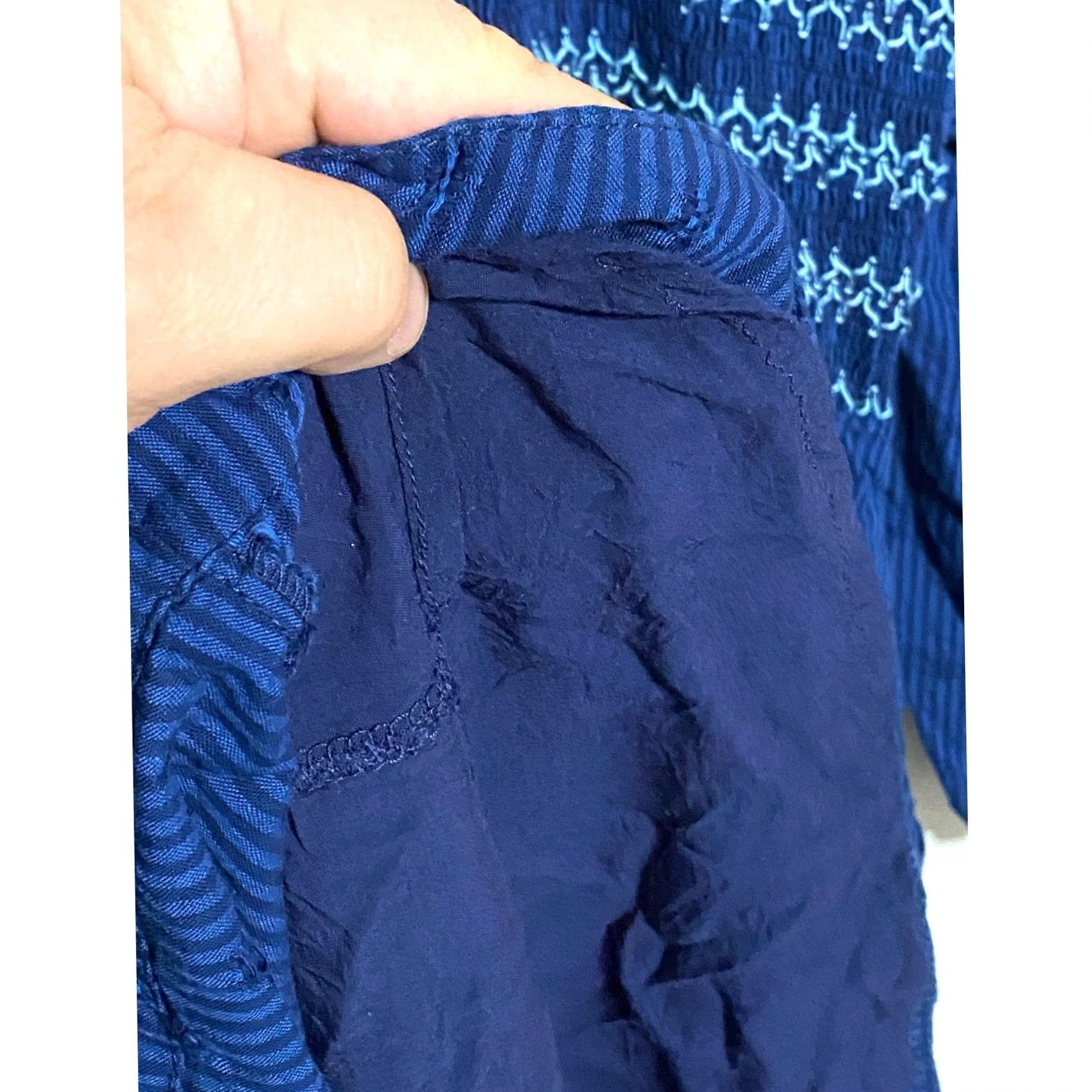 Vintage Draper James Dress Plus 3X Blue Puff Sleeve Smocked Milkmaid Prairie Cottagecore Midi A-Line Women's Casual Wedding Workwear Square Neck Size XXL / US 16-18 / IT 52-54 - 5 Thumbnail