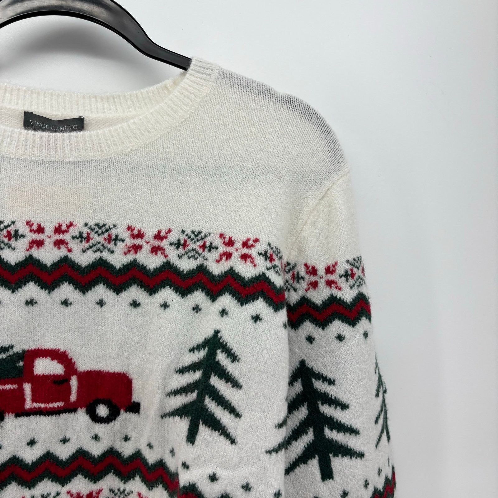 Vince Camuto Vince Camuto Womens Medium Christmas Sweater Cream Farm Size M / US 6-8 / IT 42-44 - 10 Thumbnail