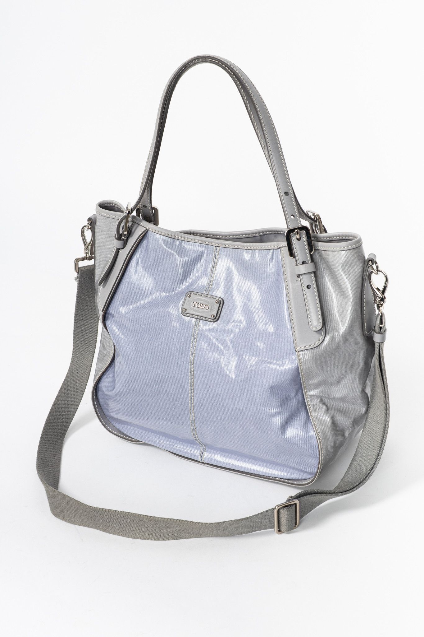 Tod's Tod's G-Line Blue & Grey Coated Canvas 2-Way Tote Size ONE SIZE - 6 Thumbnail