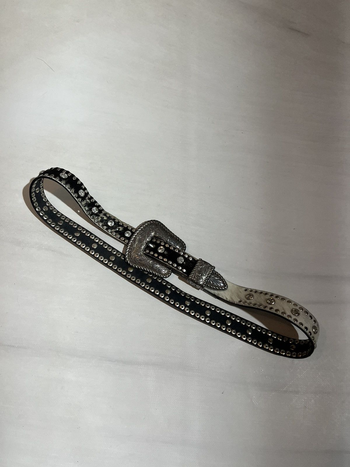 Hysteric Glamour × If Six Was Nine × Vintage Vintage Mohair / Fuzzy Y2K Leather Belt BB Simon style Size 28 - 3 Thumbnail