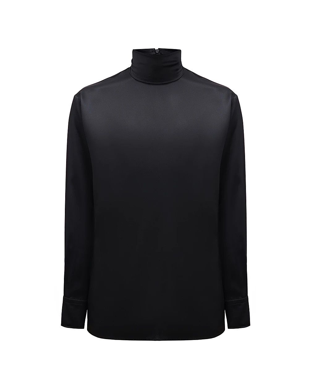 Dolce & Gabbana o1s22i1n0225 Silk Dolcevita Shirt in Black Size US M / EU 48-50 / 2 - 1 Thumbnail