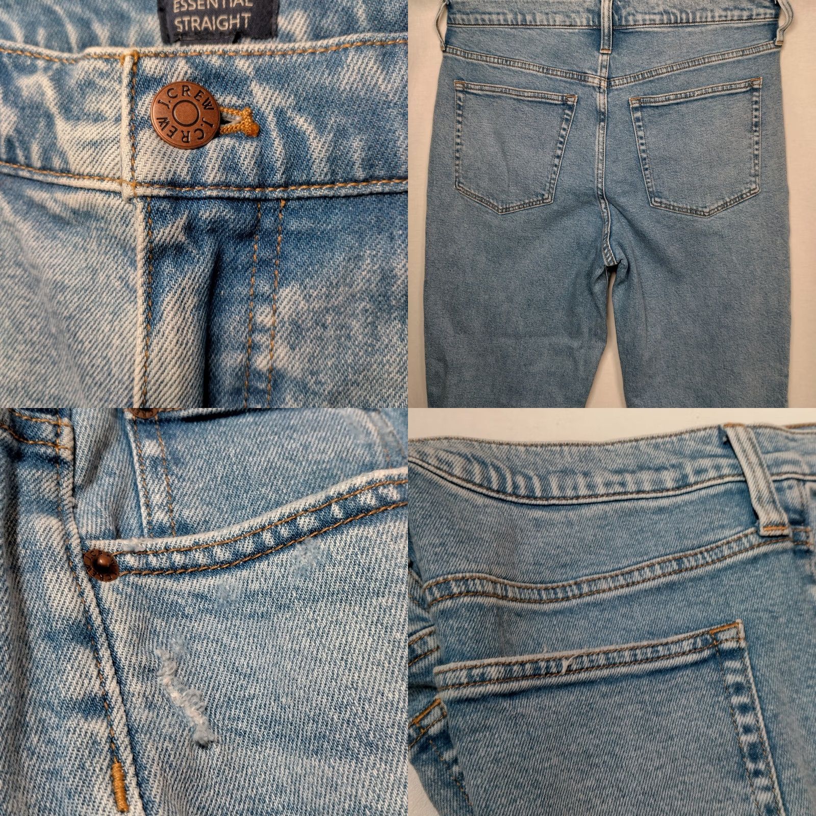 J.Crew J.CREW Essential Straight Leg Jeans 31 T Tall Light Wash Blue Denim Frayed Jeans 5-Pocket Design Womens Regular 31 Tall Frayed Distressed Denim Size 24" / US 00 / IT 34 - 10 Thumbnail