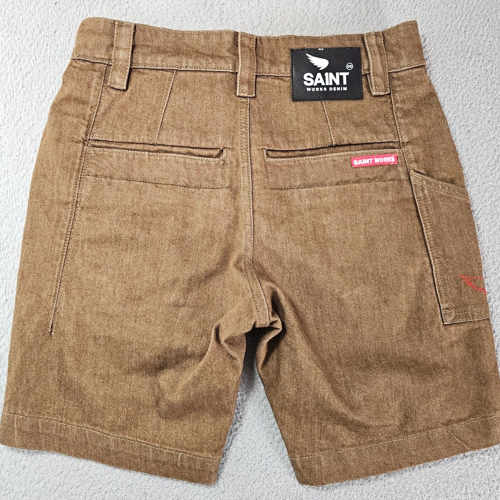 Denime Saint Works Mens 30 Twill Shorts Brown Denim Cotton Blend Cargo Xs? Size US 30 / EU 46 - 5 Thumbnail