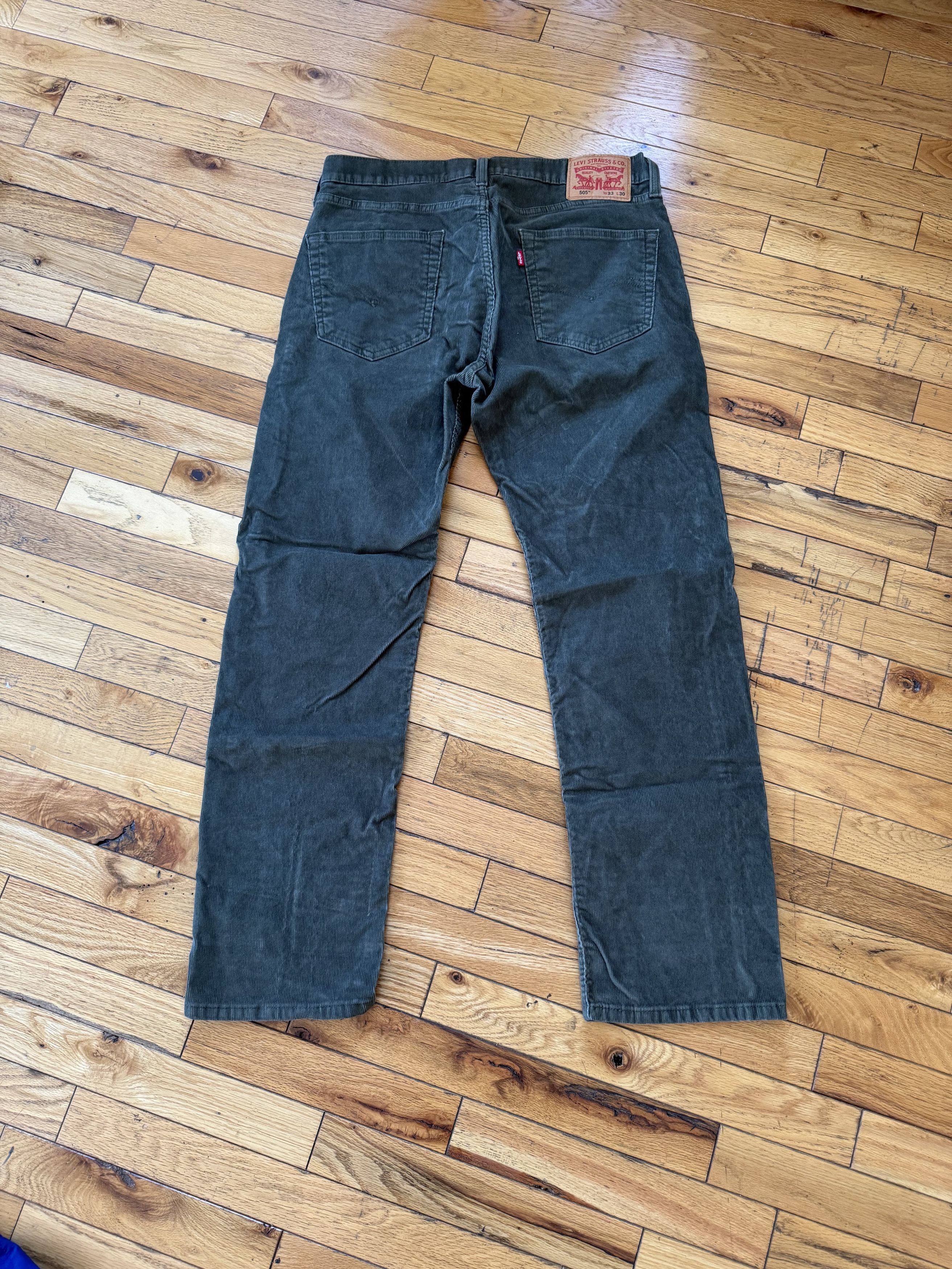 Levi's Levis 505 Dark Green Corduroy Pants Size US 33 - 2 Thumbnail