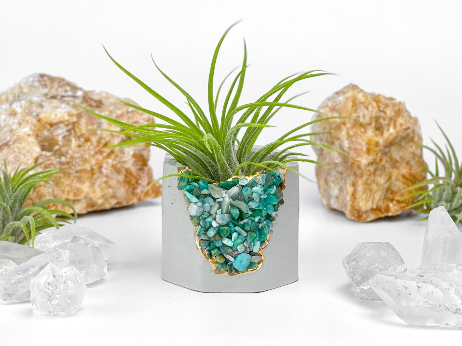 Other Amazonite Air Plant Holder | Succulent Crystal Geode Planter Size ONE SIZE - 2 Thumbnail