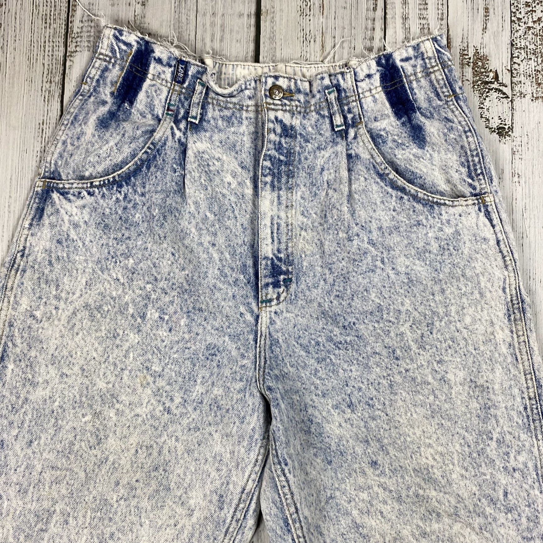 Lee VINTAGE 80s 90s LEE RIDERS MOM JEANS Womens 14 30L Blue Acid Wash Distressed Classic 5-Pocket Size 36" / US 14 / IT 50 - 2 Thumbnail