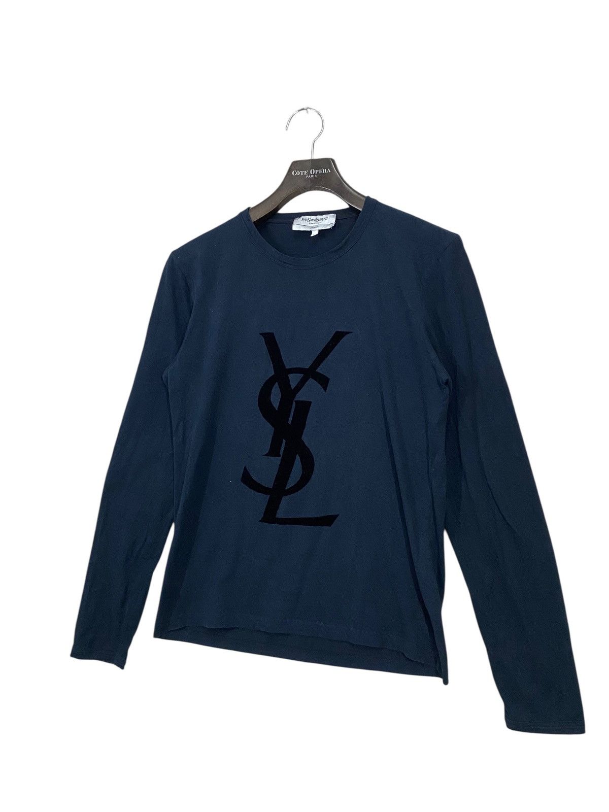 Yves Saint Laurent 🔥ICONIC LOGO🔥 ysl valvet big logo longsleeve tshirt Size US L / EU 52-54 / 3 - 2 Thumbnail