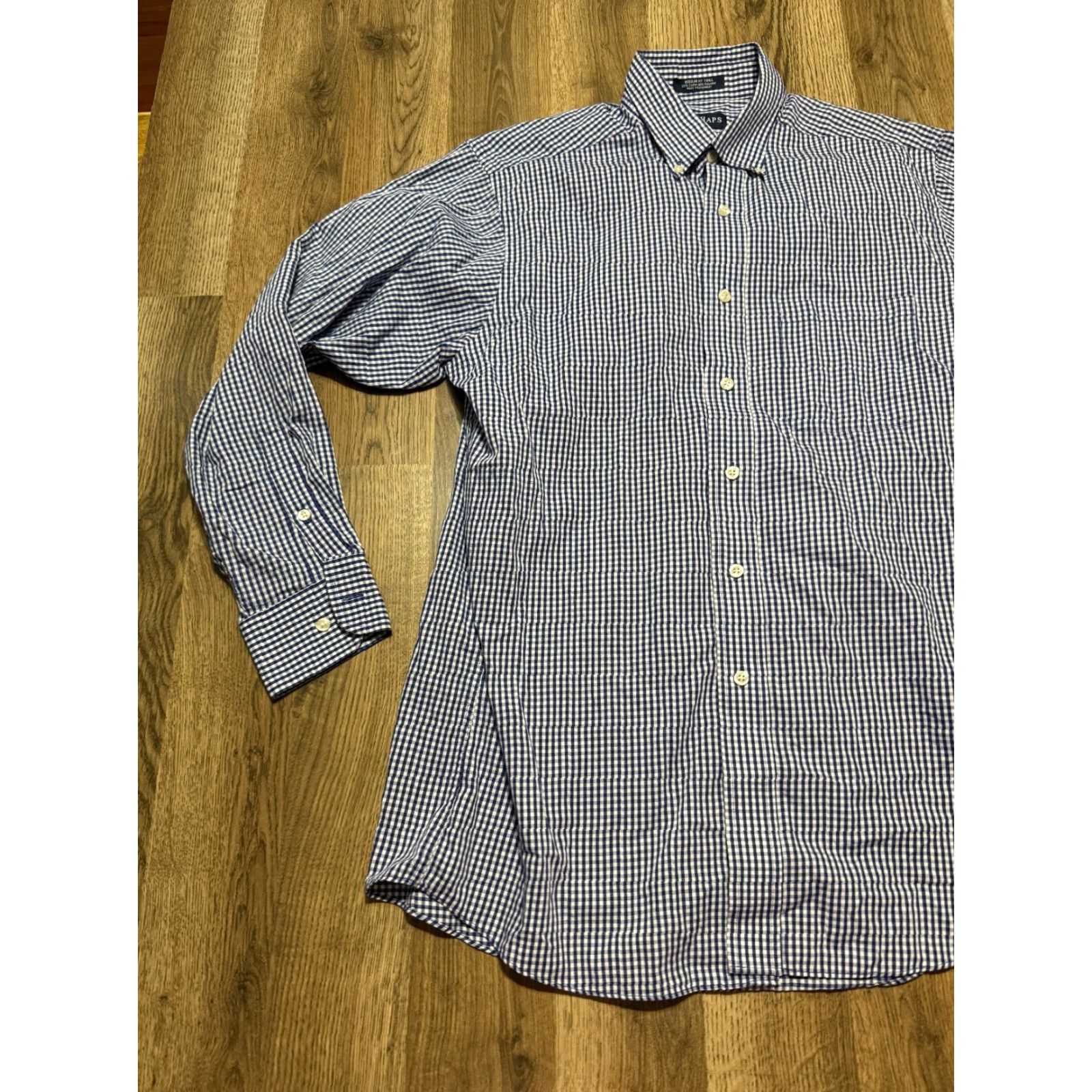 Chaps CHAPS Shirt Men's L Blue White Checkered Long Sleeve Button-Up Shirt Size US L / EU 52-54 / 3 - 4 Thumbnail
