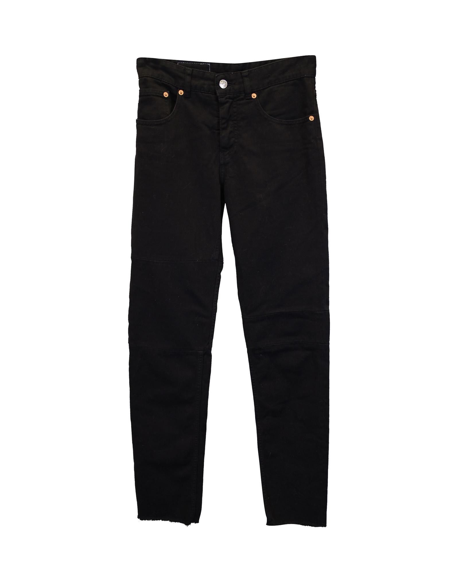image of Maison Margiela Black Cotton Straight Leg Jeans With Raw Hemline, Women's (Size 27)
