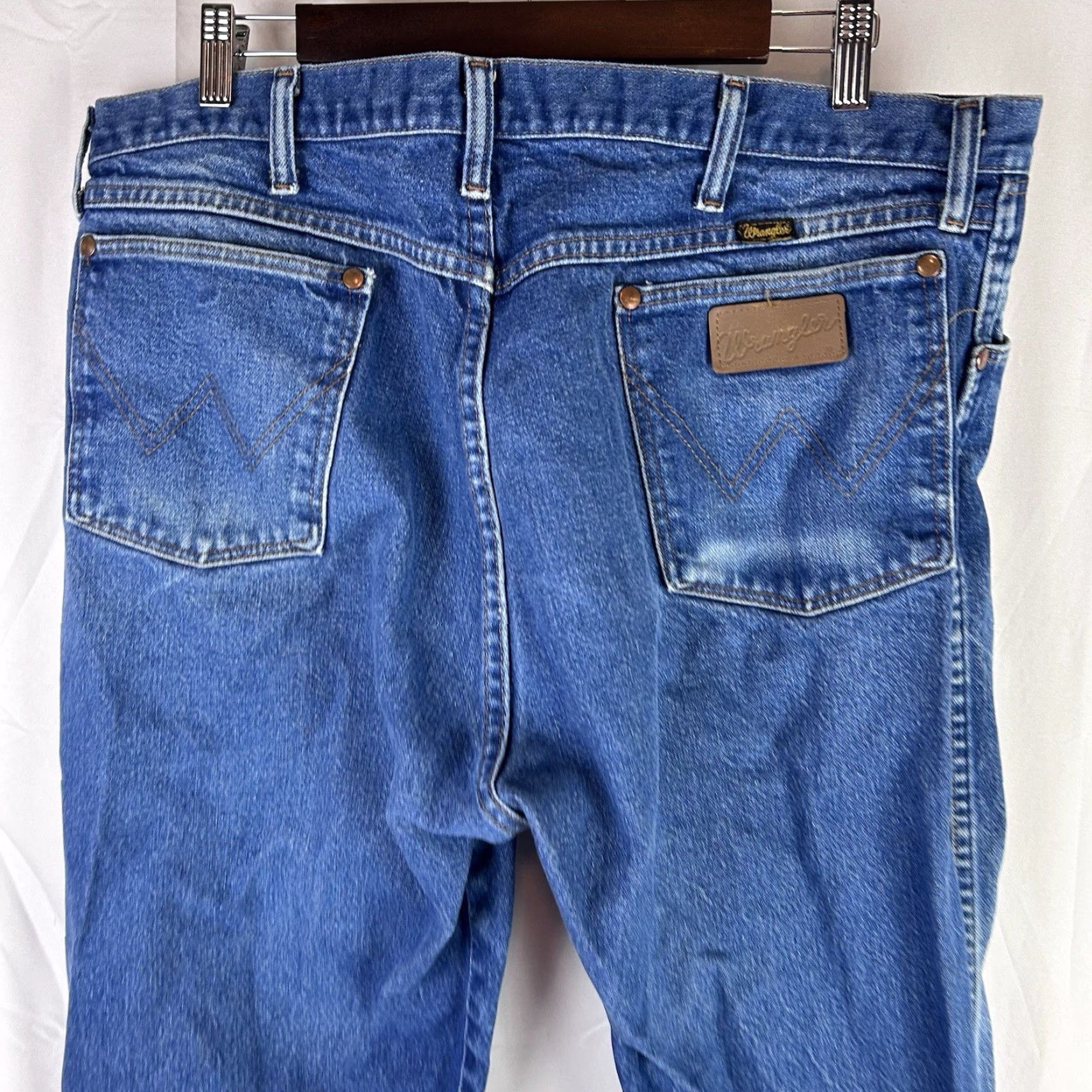 Wrangler Wrangler Jeans Mens 40X30 13MWZ Denim Jeans Western Cowboy Rancher Made USA Black Dark Color Straight 30 In Inseam Mens Size US 40 / EU 56 - 6 Thumbnail