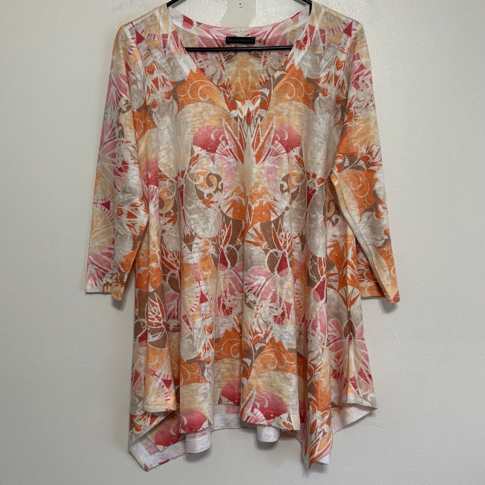 Other Nally and Millie 3/4 Sleeve Pink and Coral Tunic Top Size L Size L / US 10 / IT 46 - 1 Thumbnail