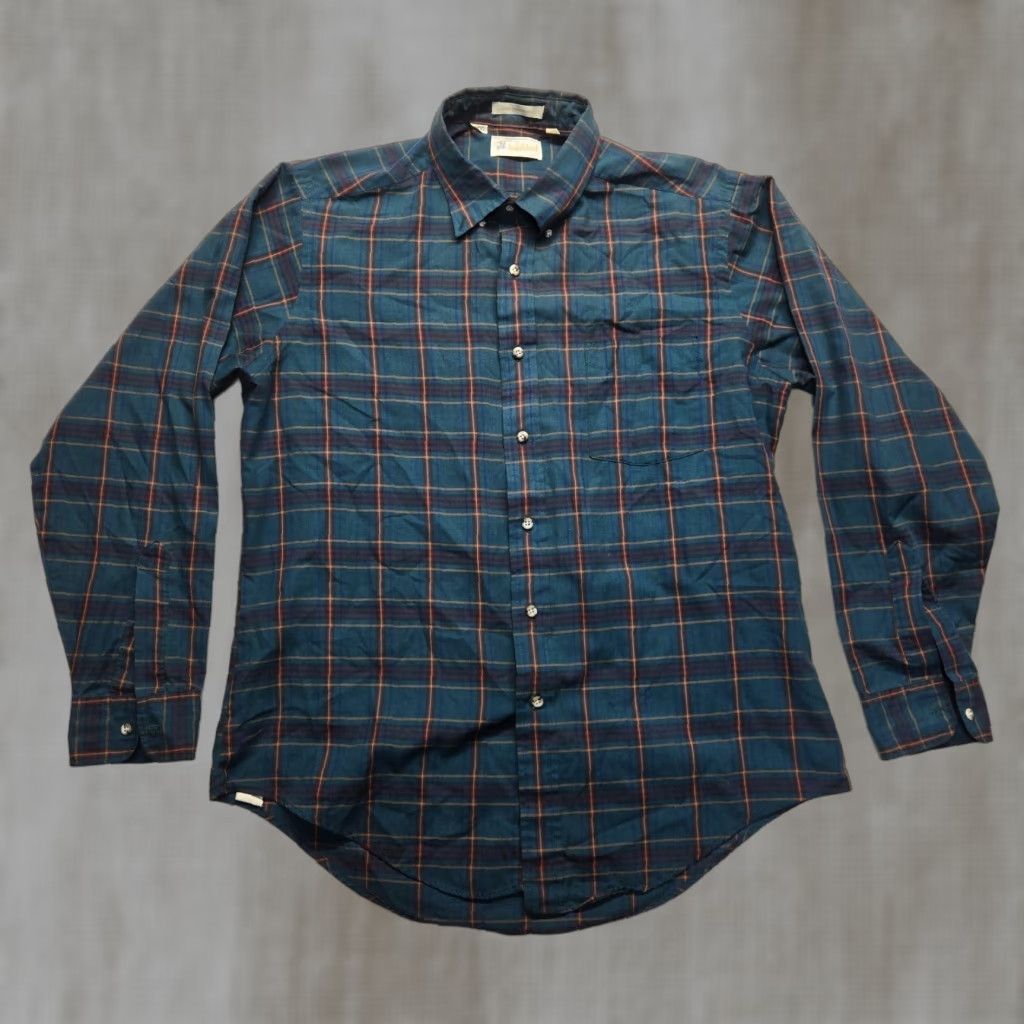 Vintage Saddlebred Green Plaid Button-Up Shirt Long Sleeve Adult Men's Size L Large Size US L / EU 52-54 / 3 - 1 Thumbnail