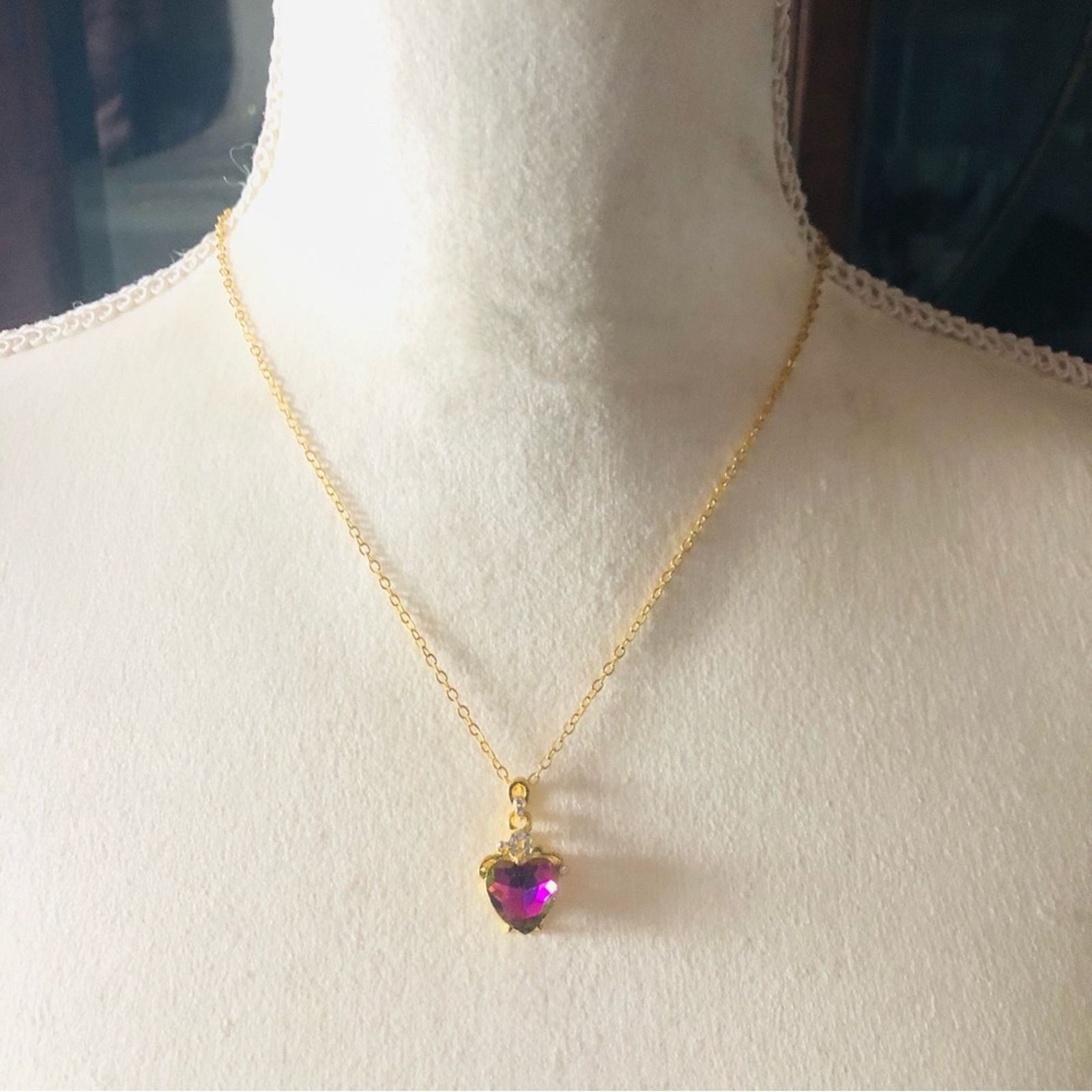 Jewelry Ladies heart shape faceted rainbow crystal necklace Size ONE SIZE - 7 Thumbnail
