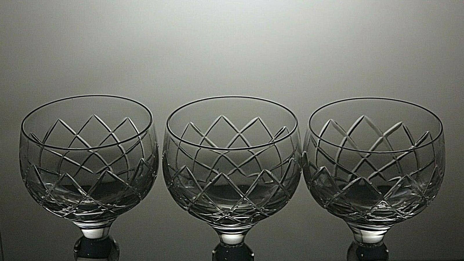 The Unbranded Brand Lead Crystal Cut Glass Set Of 3 Hock Wine Glasses 6 7/8" Size ONE SIZE - 2 Thumbnail