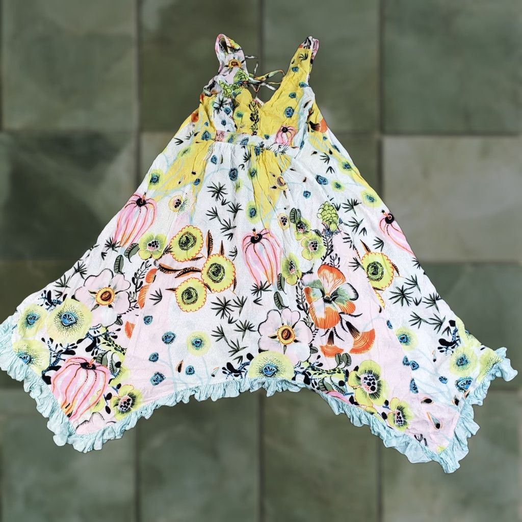 Anthropologie Anthropologie White Floral Boho Sundress Womens XS Sleeveless Asymmetrical Beach Summer Size XS / US 0-2 / IT 36-38 - 1 Thumbnail
