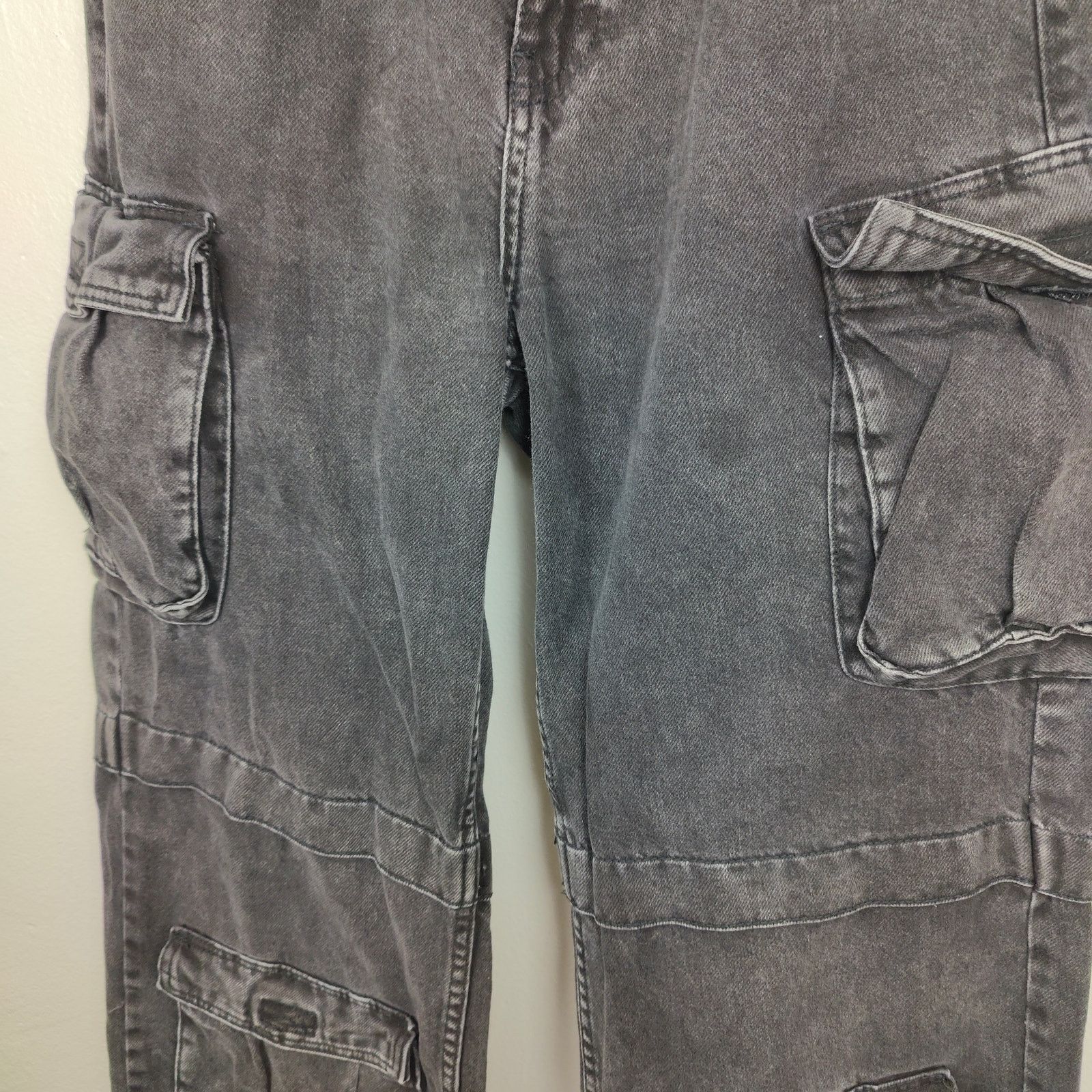 Bershka Bershka Baggy Cargo Jeans Womens 4 Charcoal Utility Y2K Size 27" / US 4 / IT 40 - 4 Thumbnail