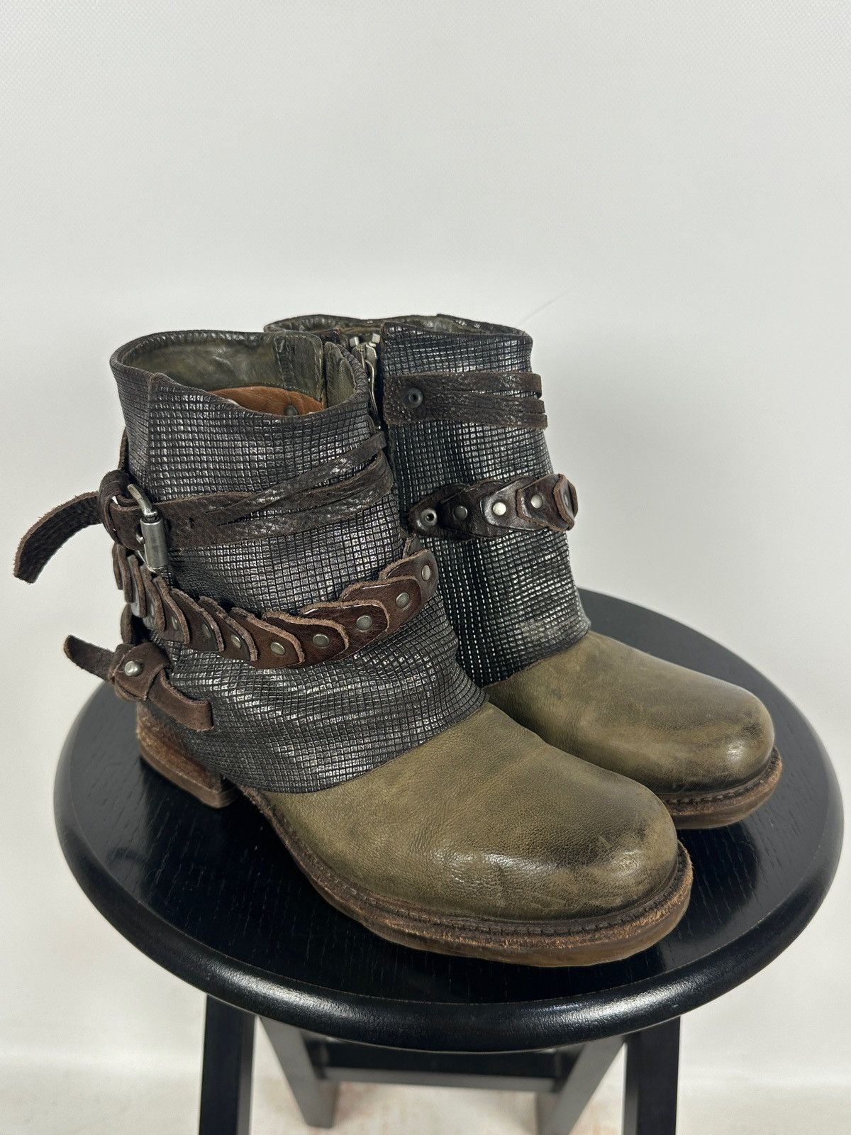 A.S.98 A.S.98. Airstep Leather Biker Ankle Studded Strap Boots Size US 6 / IT 36 - 7 Thumbnail