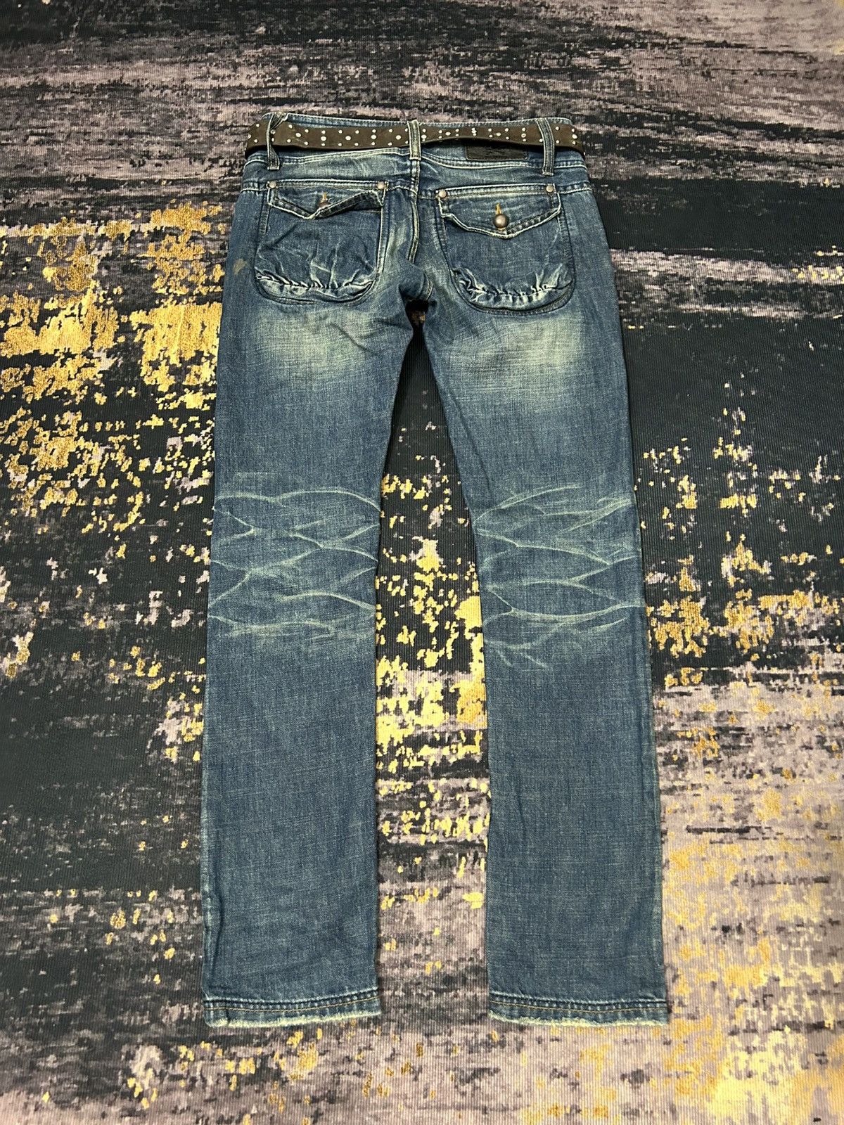 Japanese Brand 2#1 Jeans Jesus Loves You Skull Mud Wash Jeans Size US 30 / EU 46 - 5 Thumbnail