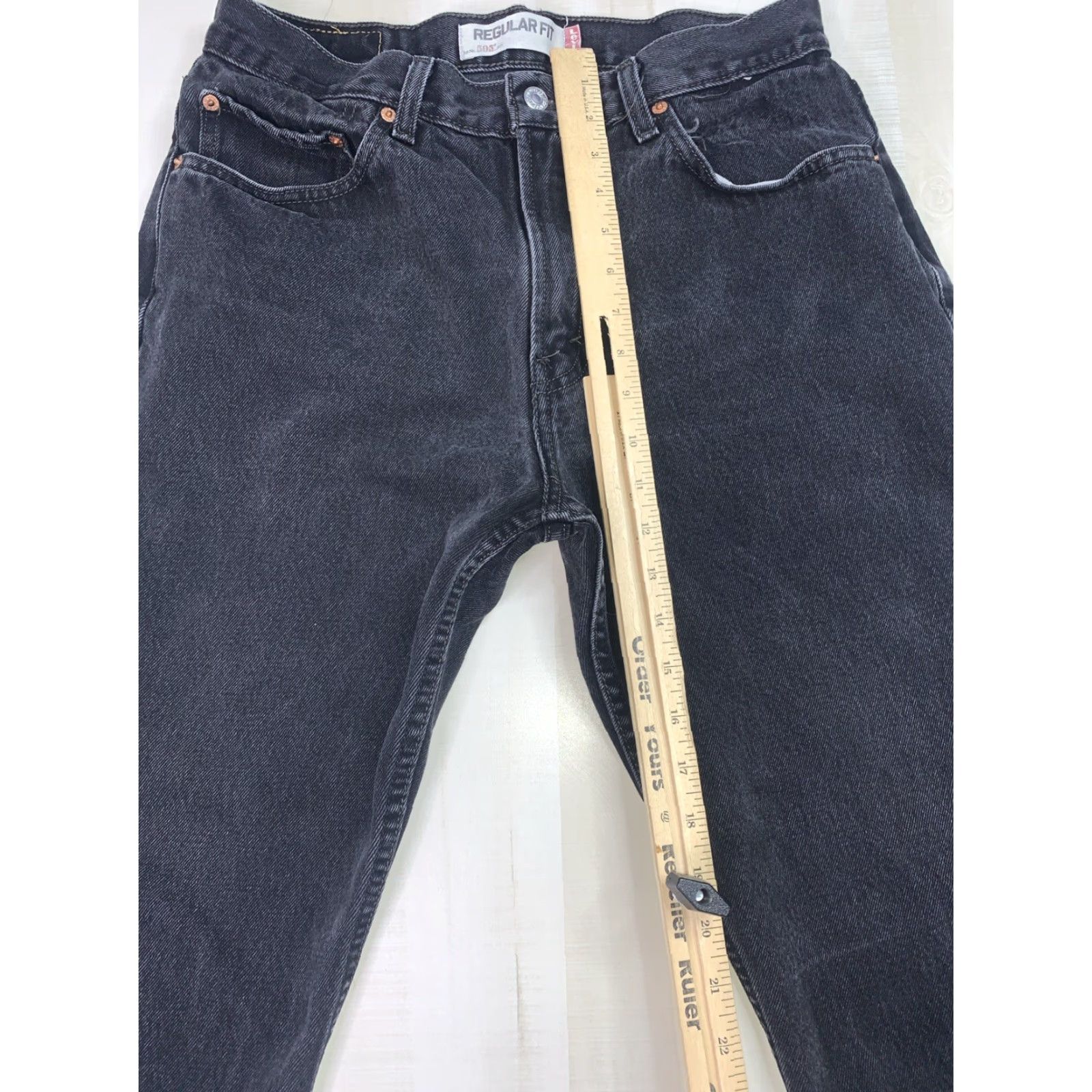 Levi's VINTAGE Levi’s 505 Regular Fit Black Straight Leg Denim Jeans Men’s 33x32-12868 Size US 33 - 2 Thumbnail