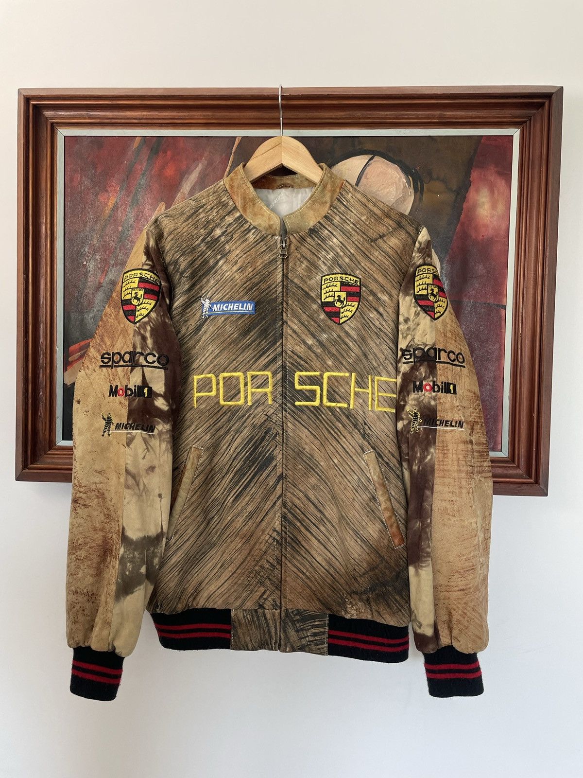 Vintage Very Rare Leather Racing Jacket Porsche Brown Hype Washed Size US M / EU 48-50 / 2 - 1 Thumbnail