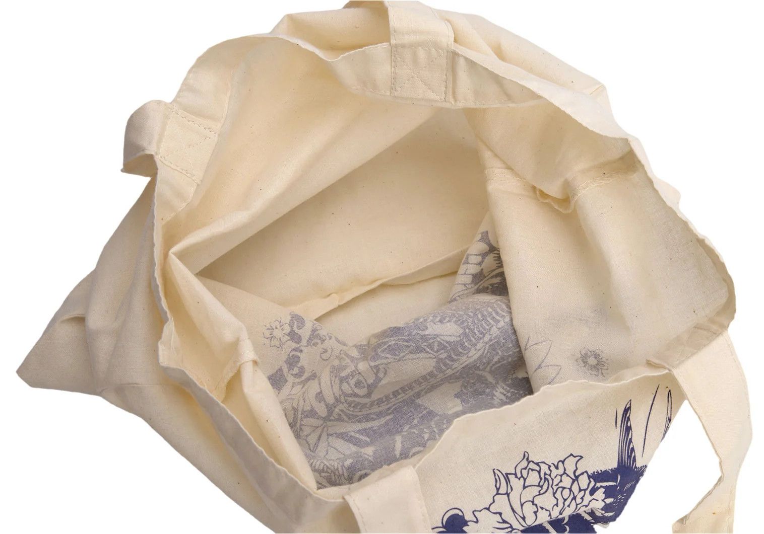 Jean Paul Gaultier Dragon Print Tote Bag in Cream and Blue Size ONE SIZE - 9 Thumbnail