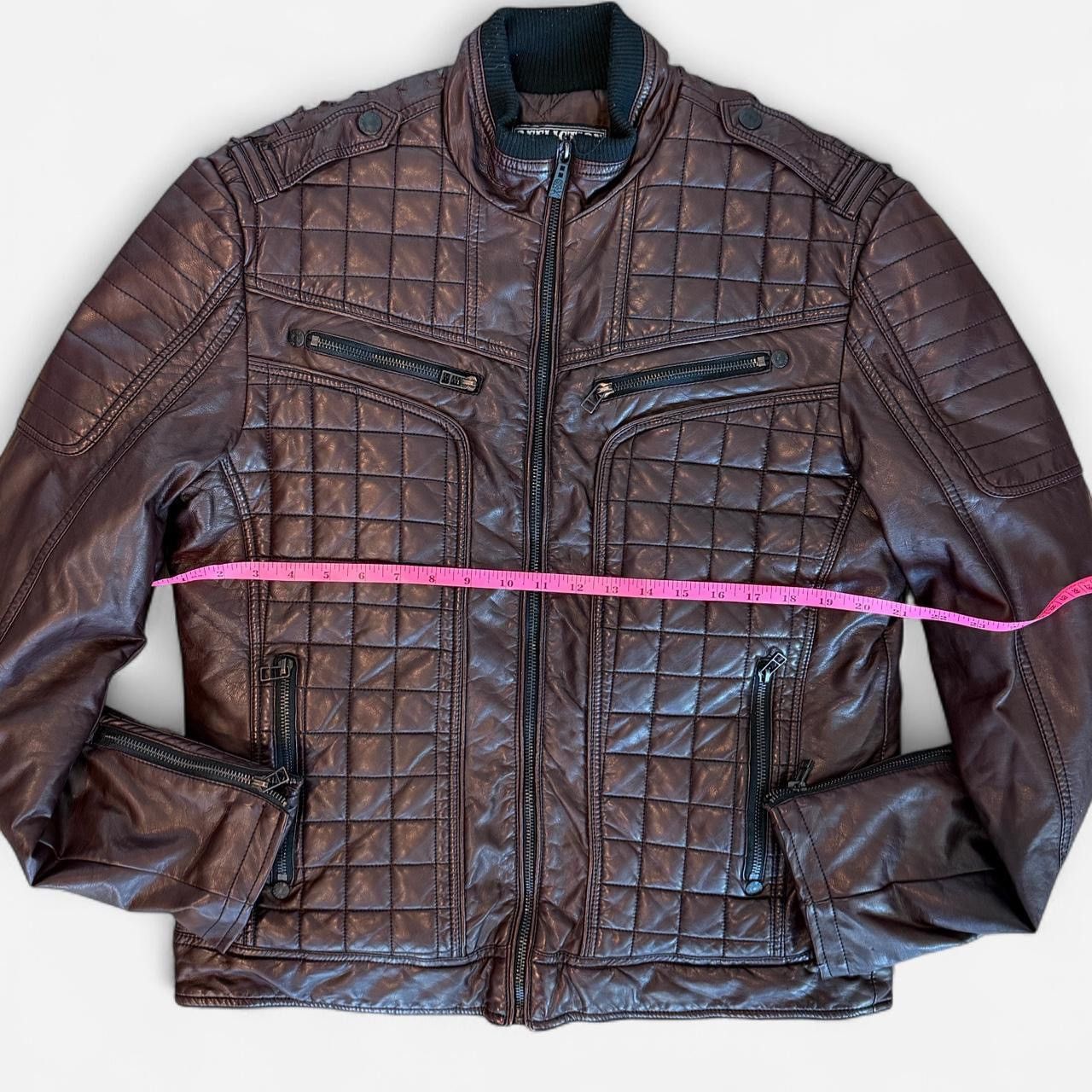 Affliction Rare Affliction Black Premium Quilted Moto Jacket Brown Y2K Size US L / EU 52-54 / 3 - 3 Thumbnail