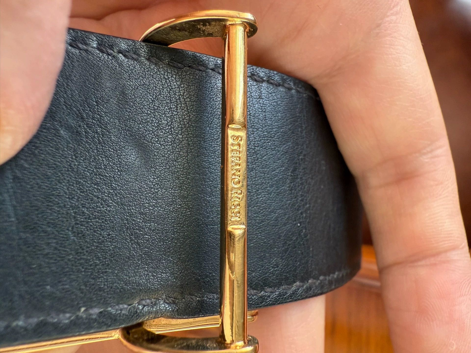 Stefano Ricci Stefano Ricci Gold Horsehead Buckle Glossy Croc 95 Size ONE SIZE - 2 Thumbnail