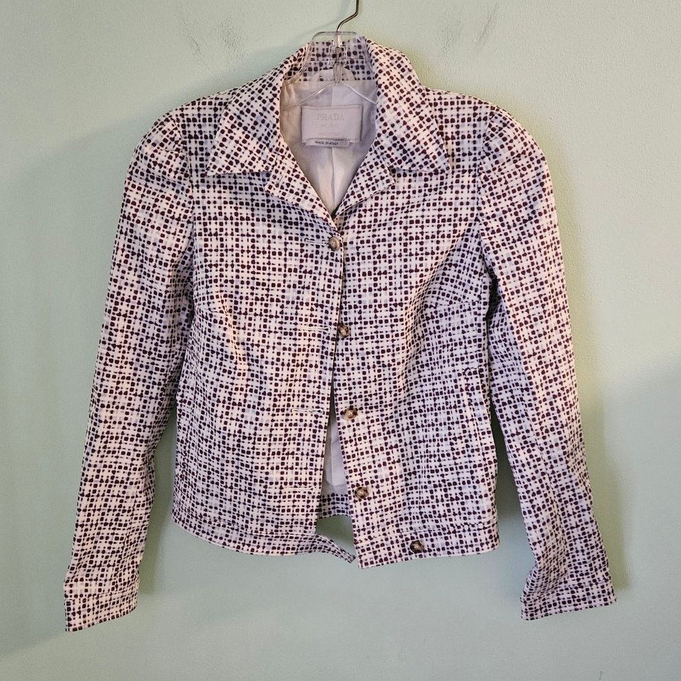 Prada Prada Milano Designer Geometric Printed Blazer Style Jacket Size XS / US 0-2 / IT 36-38 - 3 Thumbnail