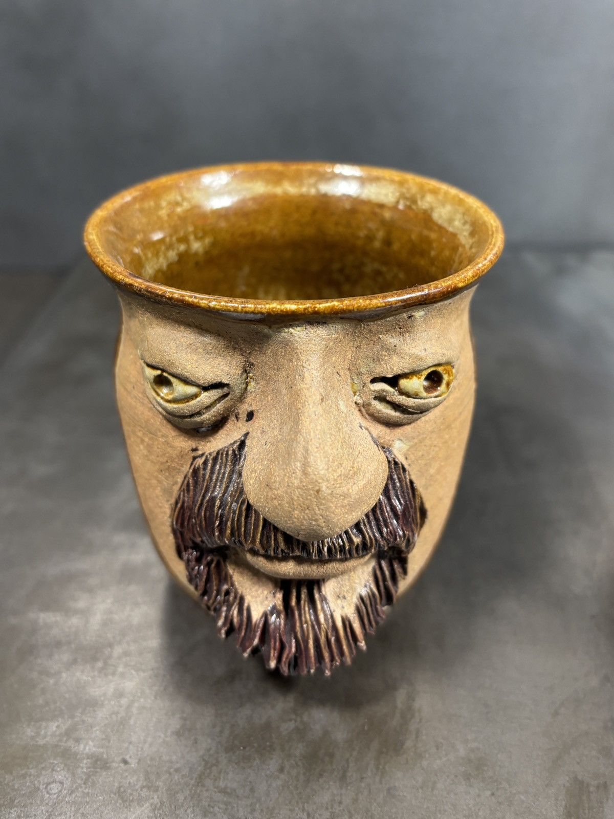 Vintage 1970s Stoneware Mugs Cobalt Pottery Canada Novelty Faces Cup Size ONE SIZE - 11 Thumbnail
