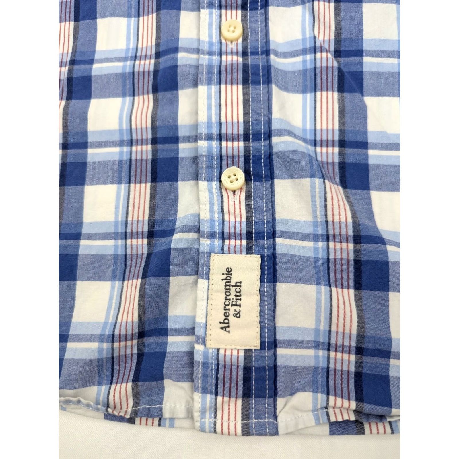 Abercrombie & Fitch Abercrombie & Fitch Shirt Men L Blue Red Plaid Muscle Y2K Long Sleeve Button-Up Vintage Size US L / EU 52-54 / 3 - 3 Thumbnail