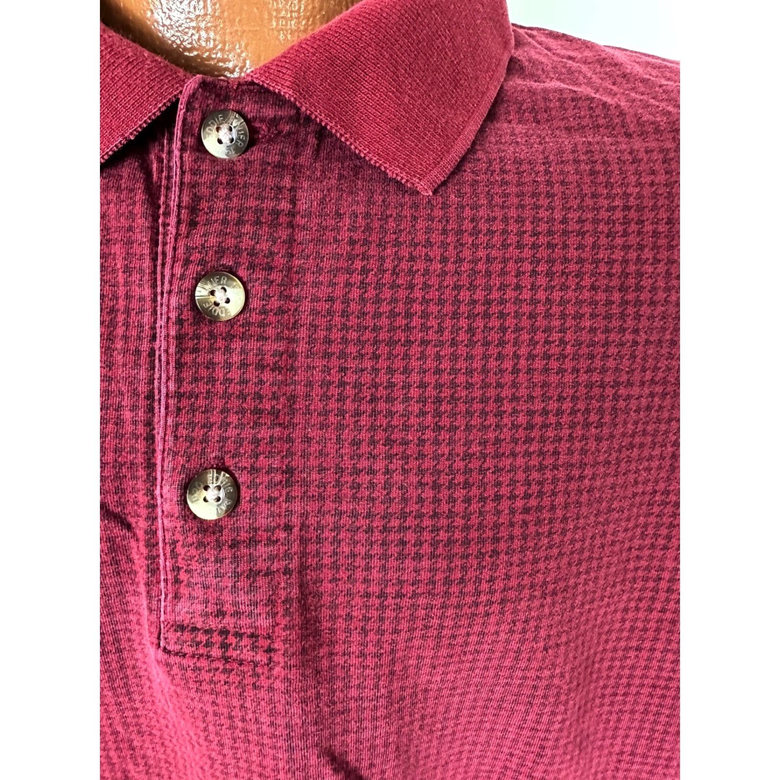 Eddie Bauer VINTAGE Eddie Bauer Polo Shirt Men L Red Houndstooth Heavyweight Oversized 90s Casual Golf Preppy Sports Outdoor Mens Polo Size US L / EU 52-54 / 3 - 7 Thumbnail
