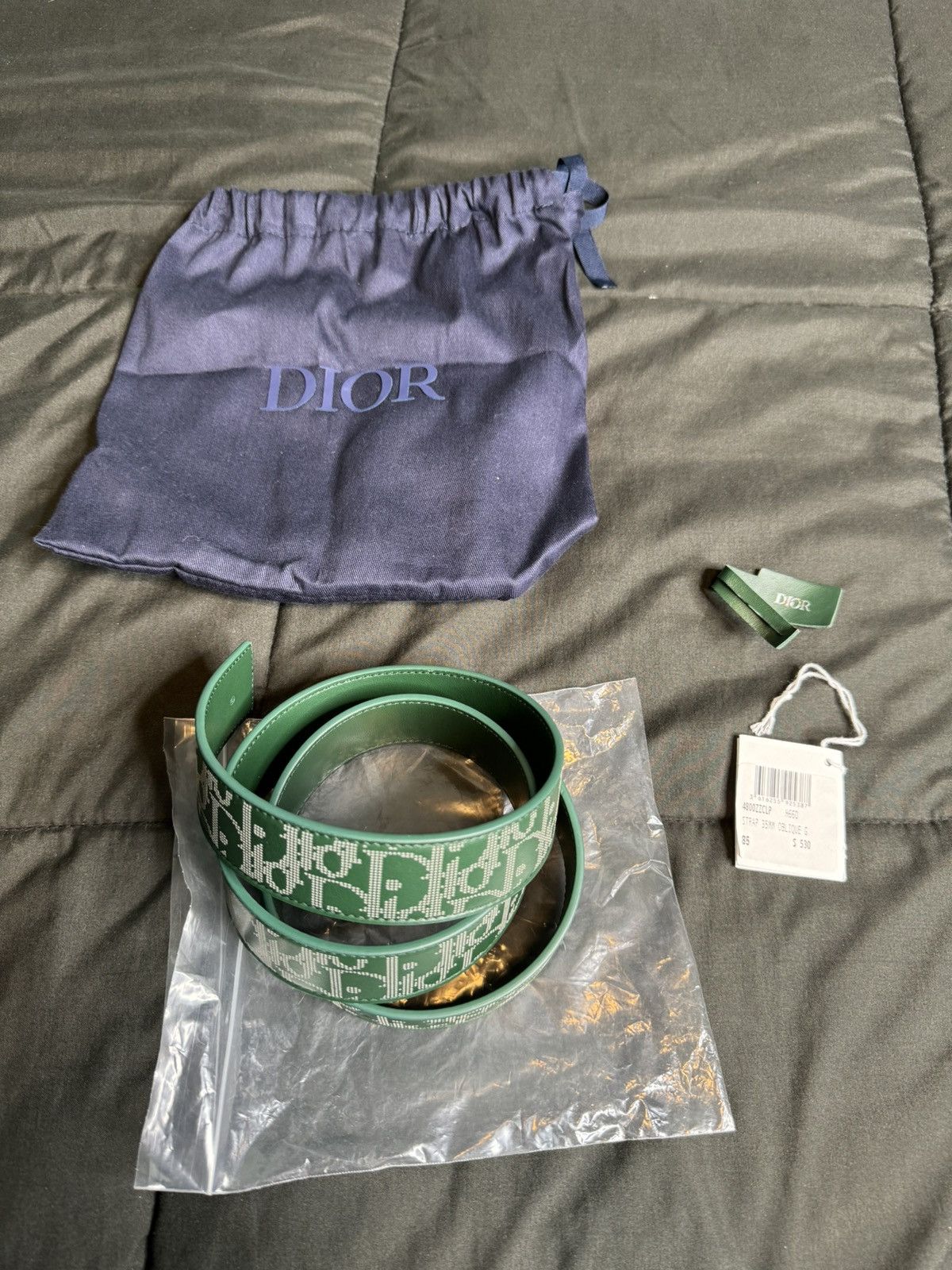 Dior DIOR Reversible Belt Strap “Forest Green” Size 34 - 1 Thumbnail