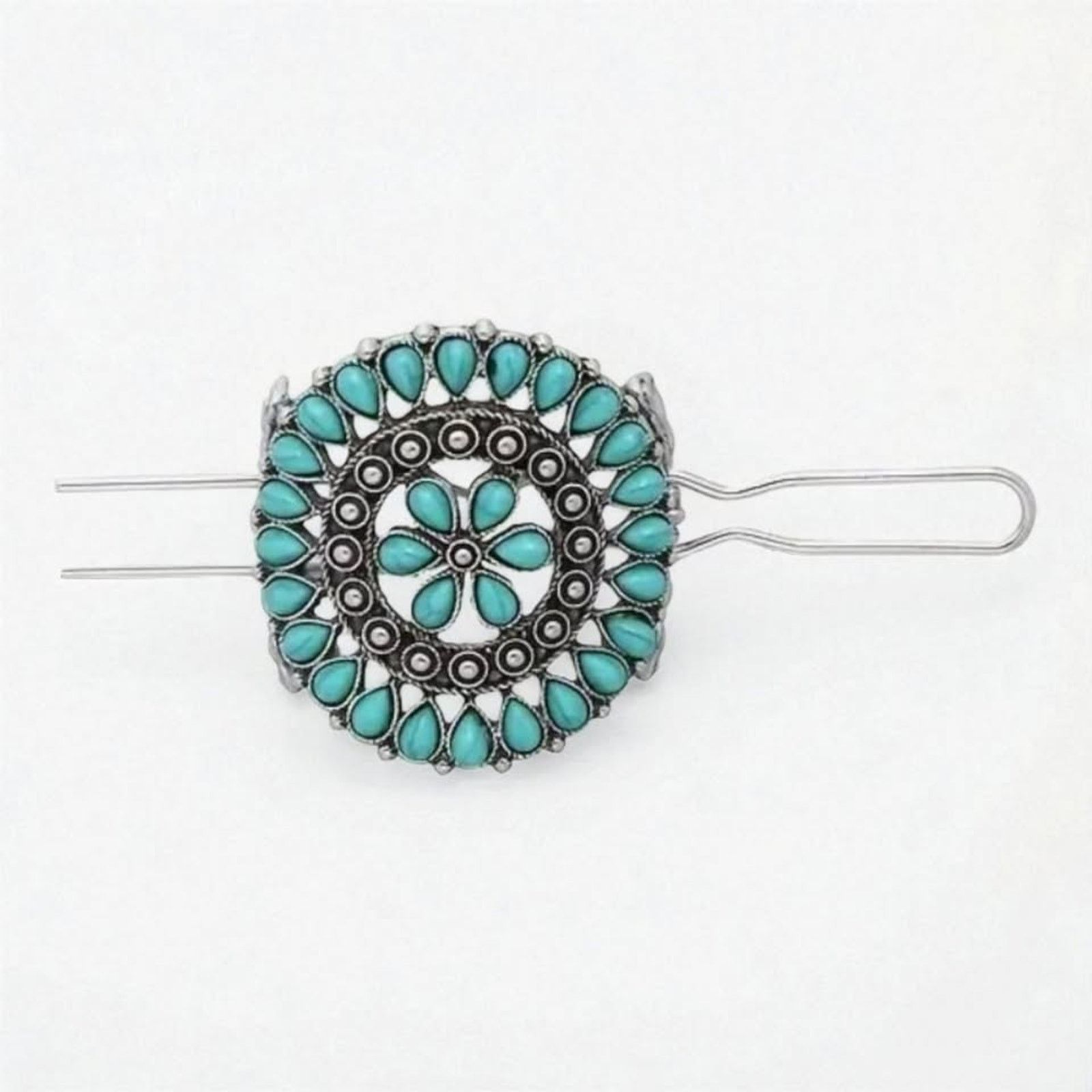 Other Western Chic Turquoise Hair Pins Silver Accents - Boho NEW Size ONE SIZE - 4 Thumbnail