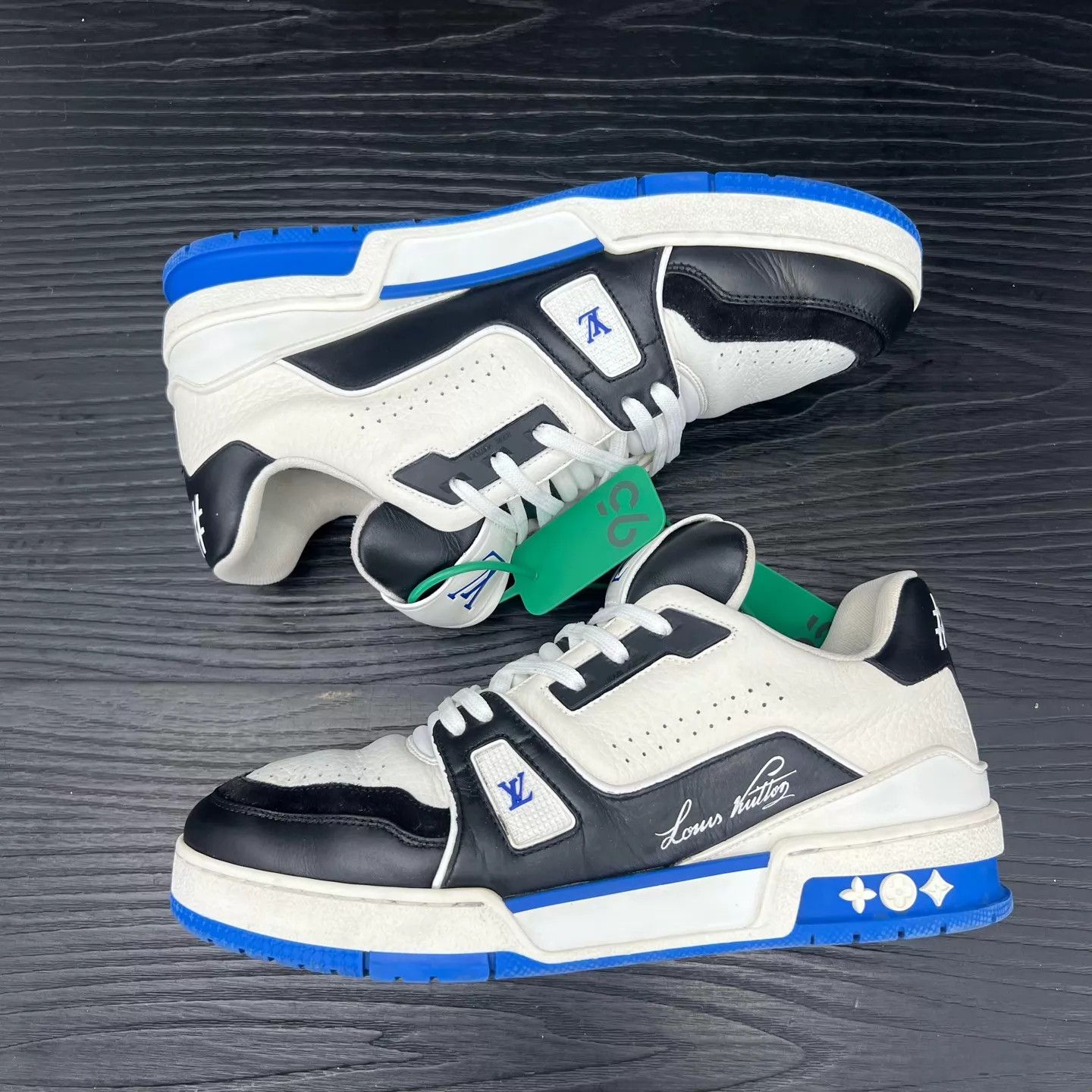 Louis Vuitton LV Trainer New White Blue 5.5 (39.5) Size US 6.5 / EU 39-40 - 2 Thumbnail