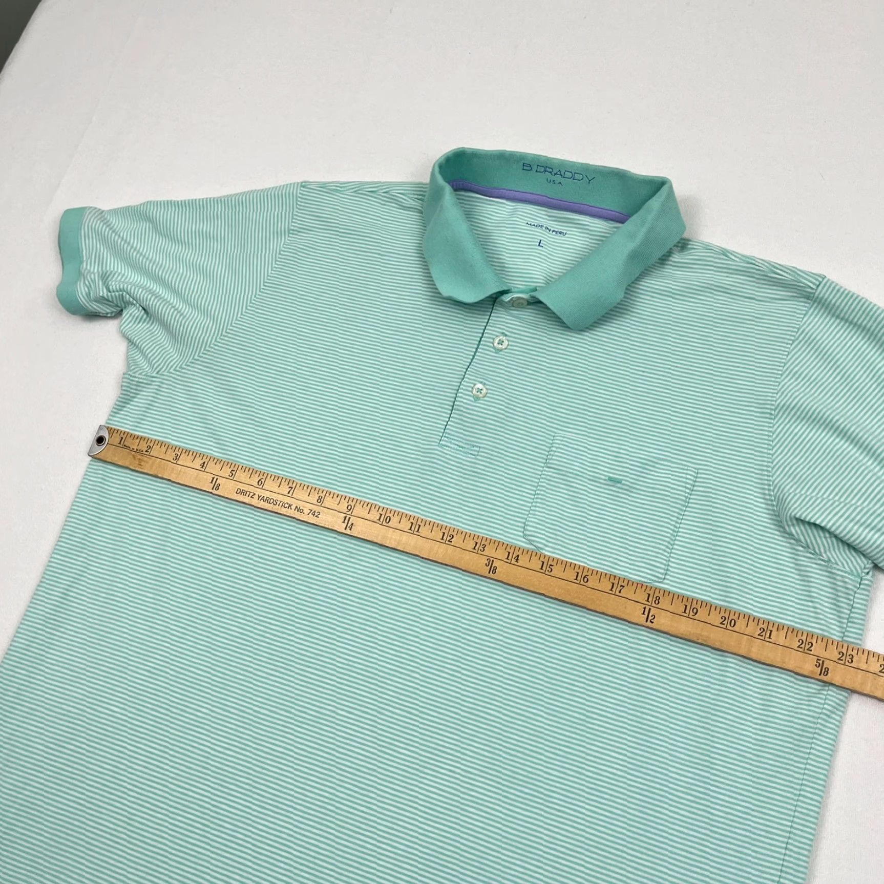 Vintage VINTAGE B. Draddy Polo Shirt Mens L Green Striped Rehoboth Beach Golf Performance Sport Size US L / EU 52-54 / 3 - 6 Thumbnail