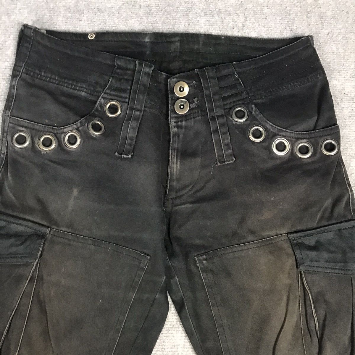 Japanese Brand 🔥SEMANTICDESIGN CARGO ZIPPER DESIGN BLACK FADED DENIM PANTS Size US 30 / EU 46 - 8 Thumbnail