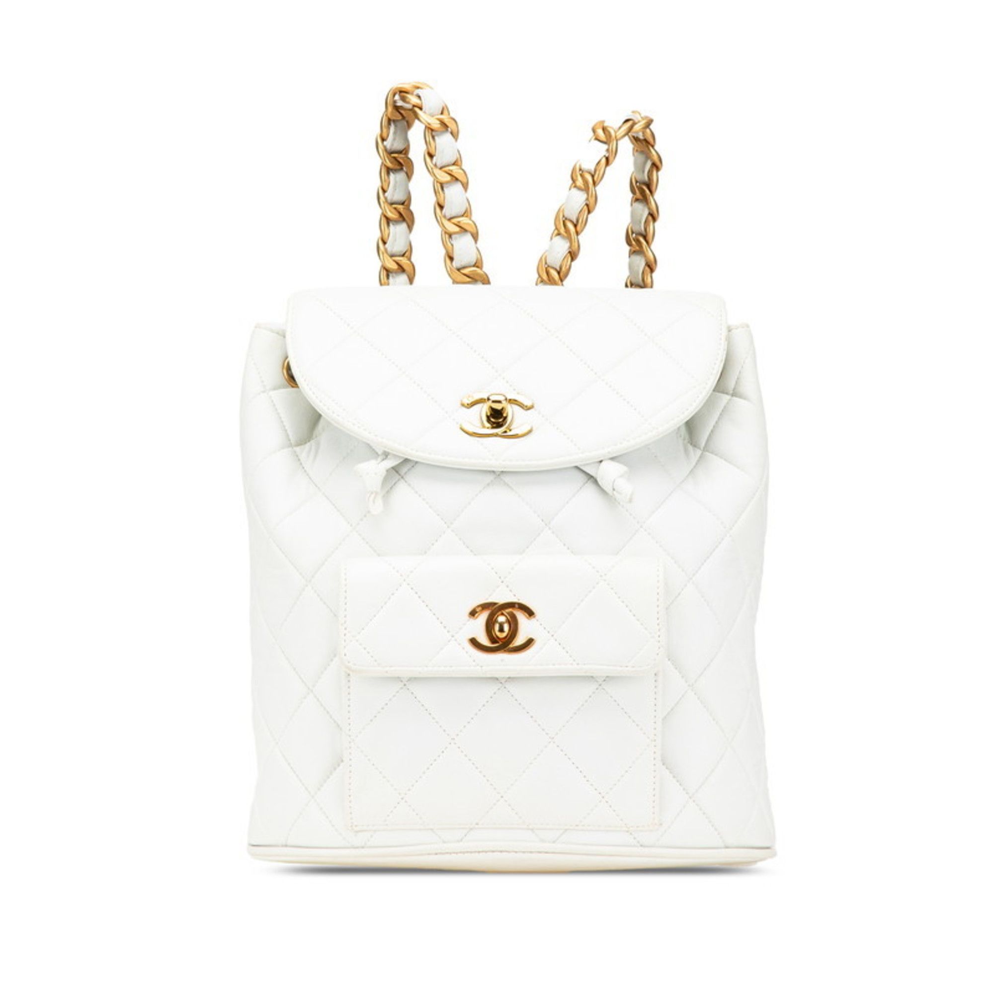 Chanel CHANEL Matelasse Coco Mark Chain Backpack in White Lambskin for Women Size ONE SIZE - 1 Thumbnail
