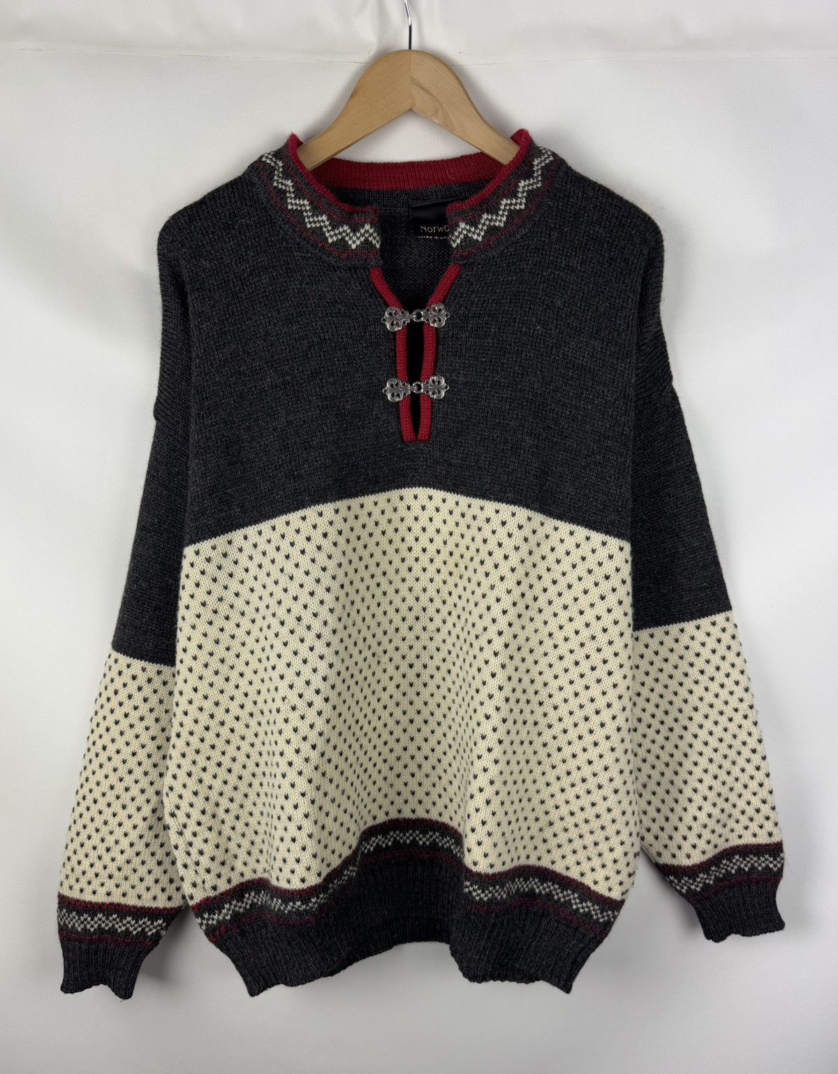 Norwool Norwool Men’s Vintage Knitted Wool Nordic Sweater Pullover Size US L / EU 52-54 / 3 - 1 Thumbnail
