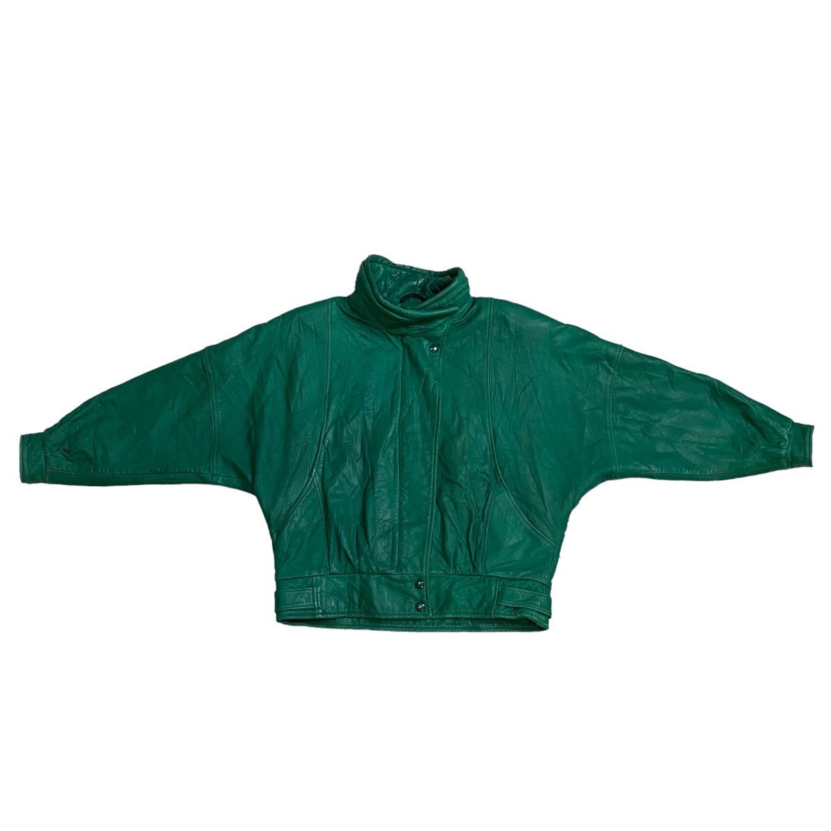Leather × Vintage Vintage 80s teal green leather croped jacket Size M / US 6-8 / IT 42-44 - 5 Thumbnail