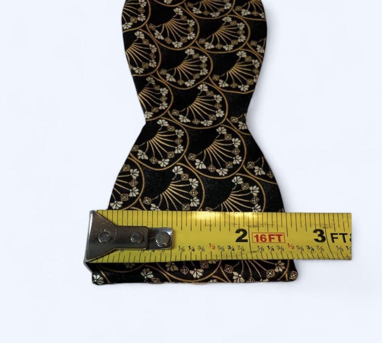 Other Vtg Beau Ties Ltd of Vermont Silk Bow Tie Black Gold Print Size ONE SIZE - 5 Thumbnail