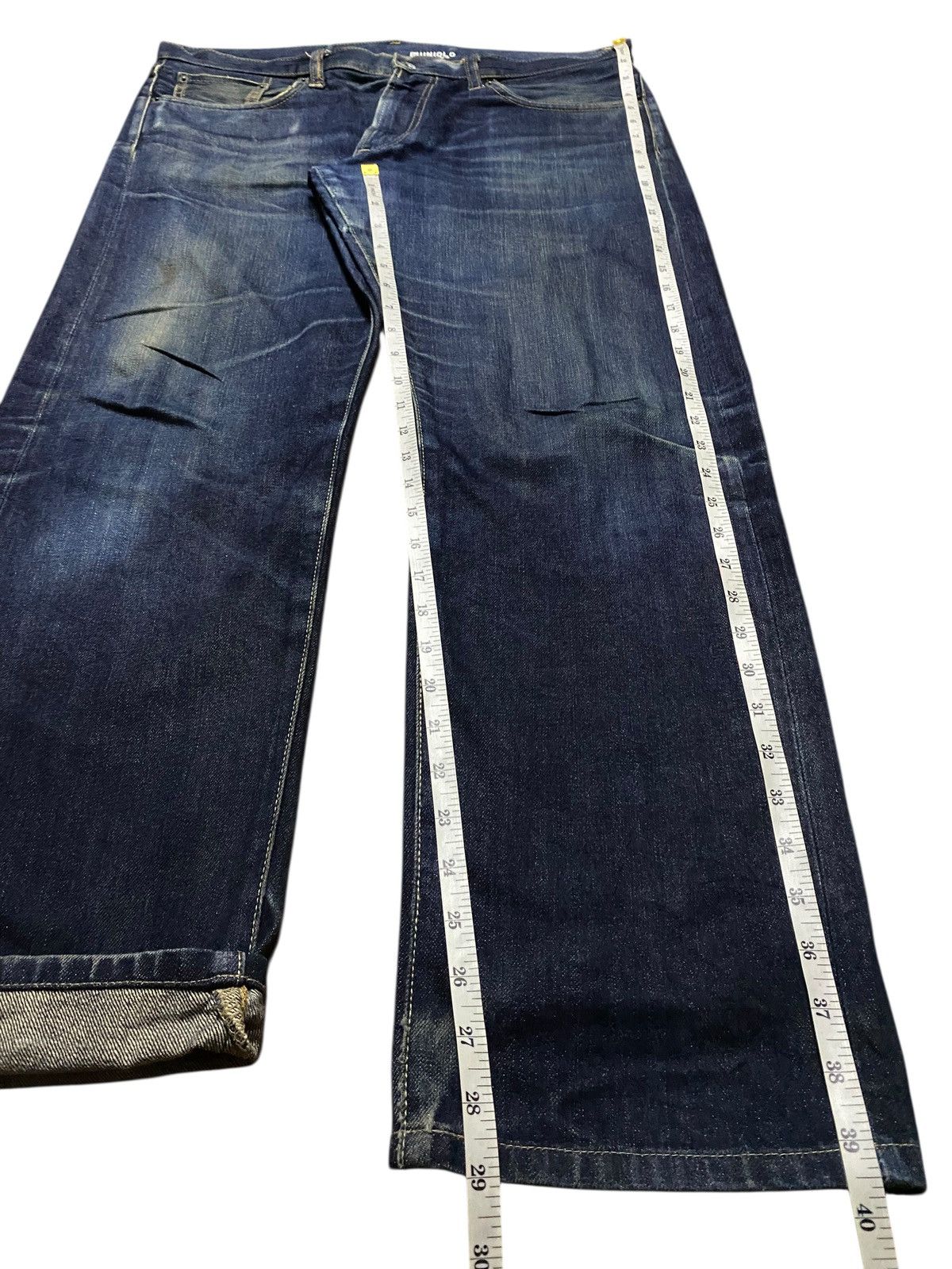 Japanese Brand Vintage Uniqlo Selvedge Blue Wash Distressed Jeans Size US 37 - 14 Thumbnail