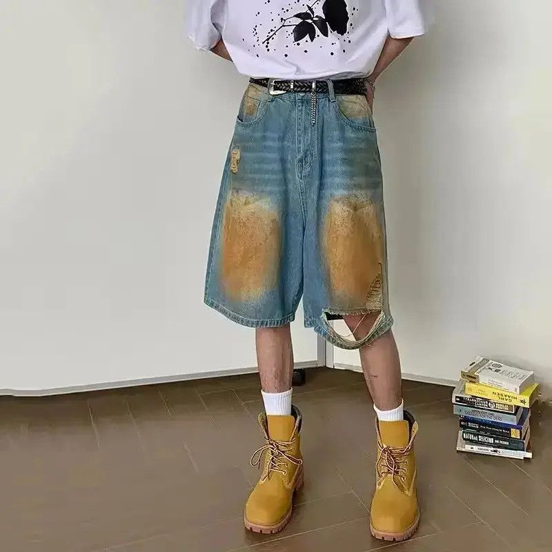 Japanese Brand Streetwear Design Hole Straight Retro Style Shorts y2k Size US 32 / EU 48 - 5 Thumbnail
