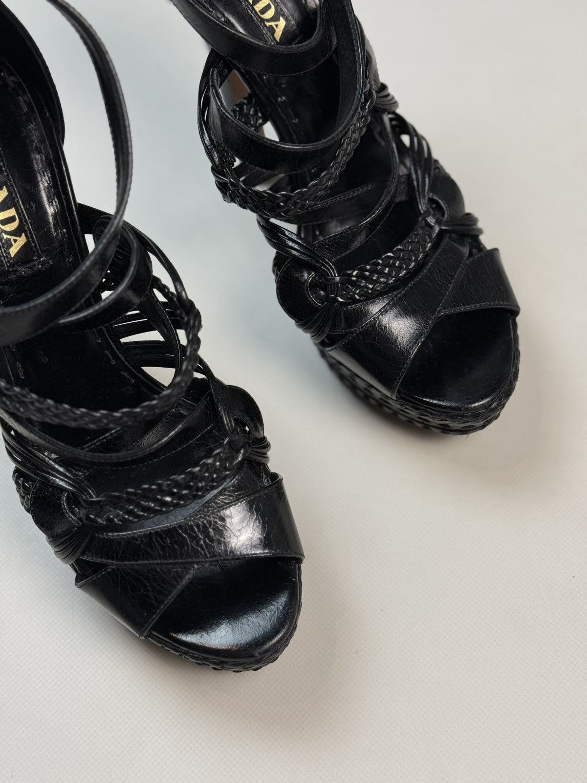 Prada Prada Ladies Black Leather Strappy Heels Shoes Size 41 Size US 10 / IT 40 - 5 Thumbnail