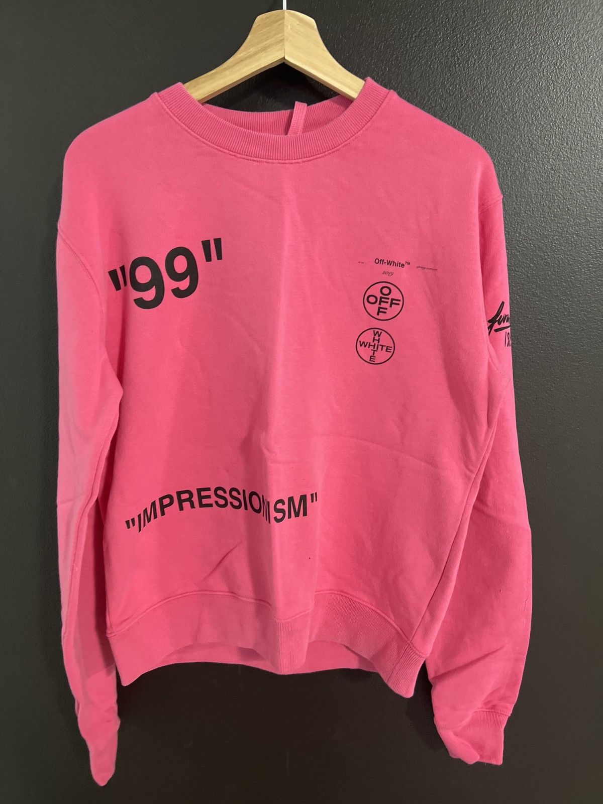 Image of Off White Impressionism Pink Crewneck, Men's (Size Small)