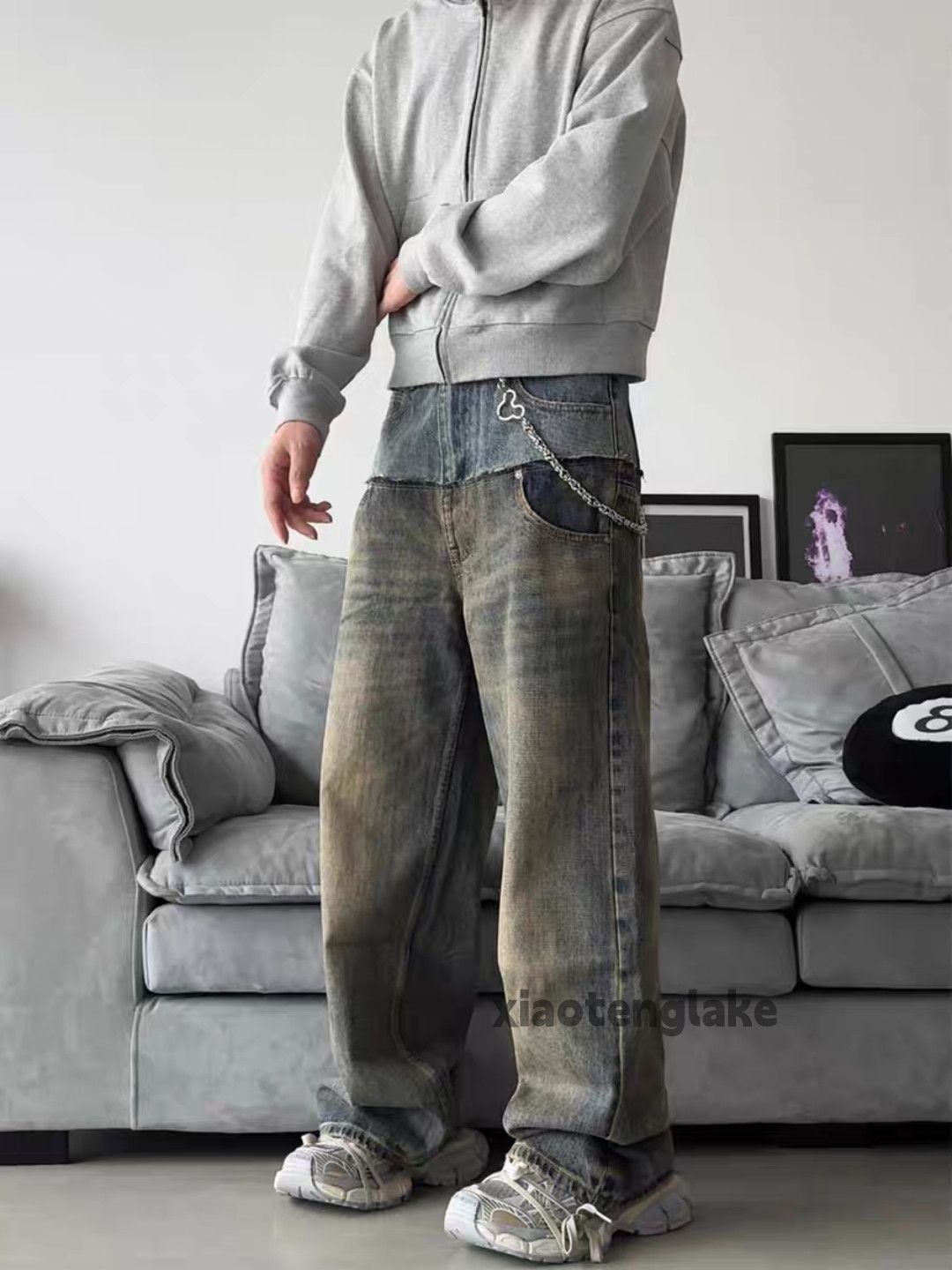 Jean × Vintage washed faded cleanfit patchwork yuppie baggy jeans Size US 28 / EU 44 - 2 Thumbnail