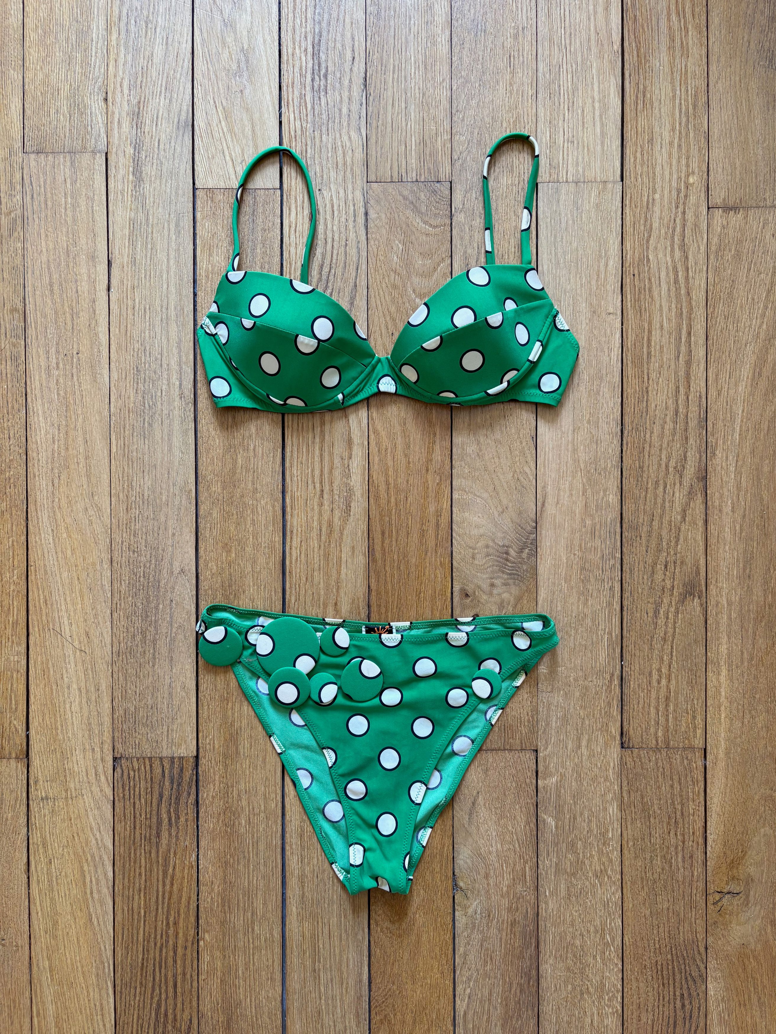 Jean Paul Gaultier Jean Paul Gaultier SS99 green polka dot bikini set Size M / US 6-8 / IT 42-44 - 1 Thumbnail