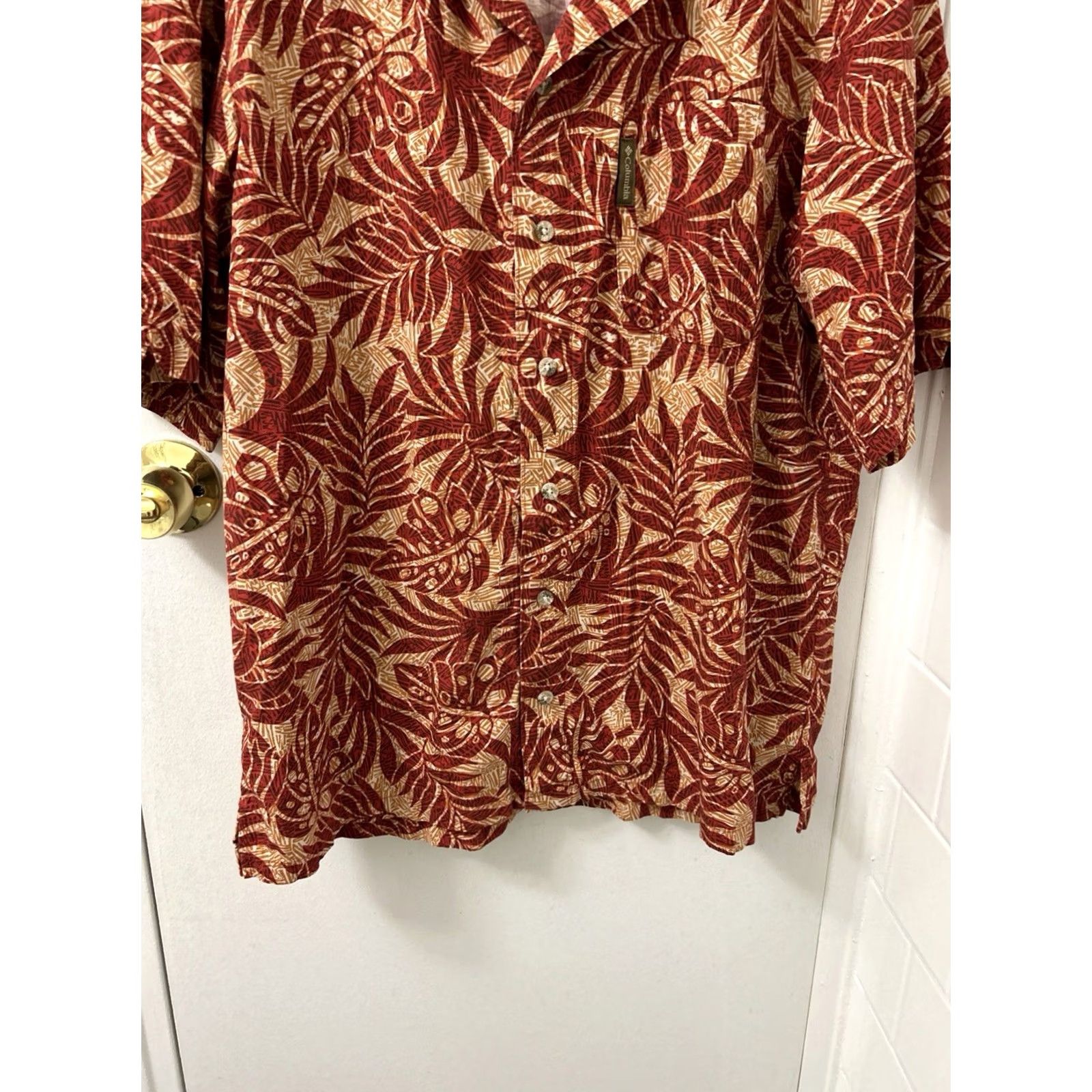 Vintage Columbia Shirt Mens Medium Red Orange Floral Hawaiian Button-Down Short Sleeve Size US M / EU 48-50 / 2 - 3 Thumbnail
