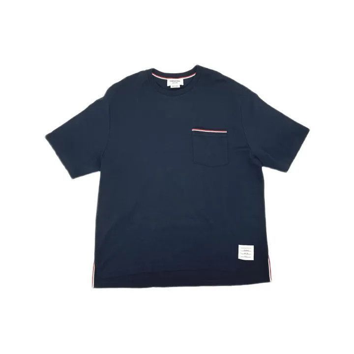 Thom Browne Thom Browne Navy Ribbed Detail Crewneck T-Shirt -2507 Size US XL / EU 56 / 4 - 8 Thumbnail
